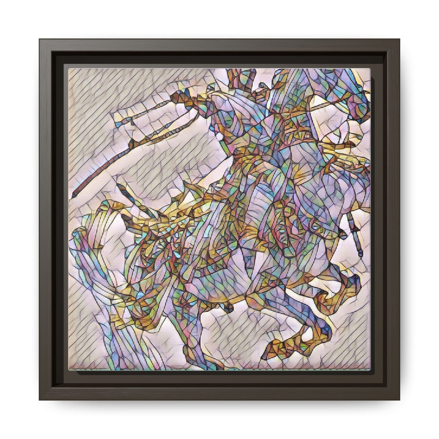 Framed Abstract Stained-Glass Horse Canvas