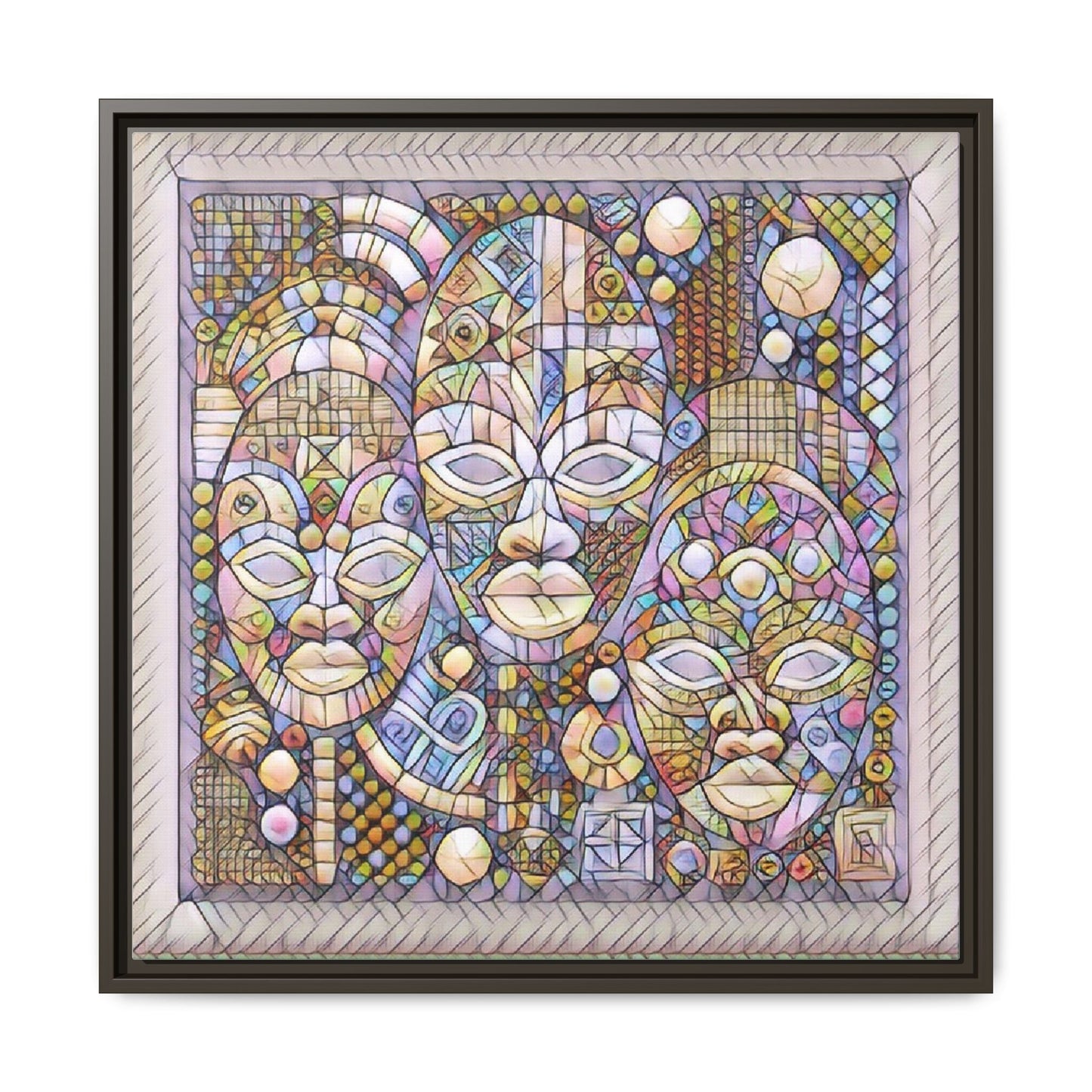 Abstract African Mask Art — Framed Matte Canvas Wall Art
