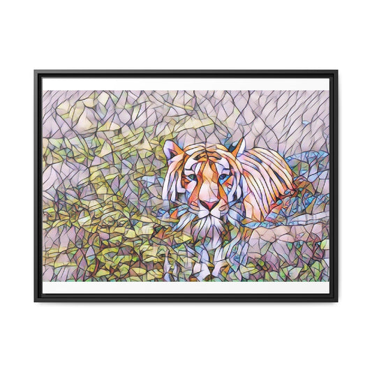 Framed Matte Canvas - Colorful Geometric Tiger Art Print