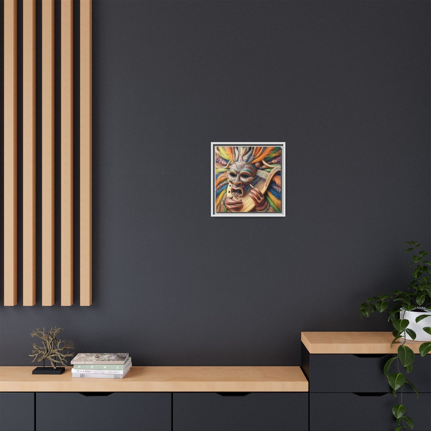 Colorful Tribal Mask Canvas — Framed Matte Wall Art