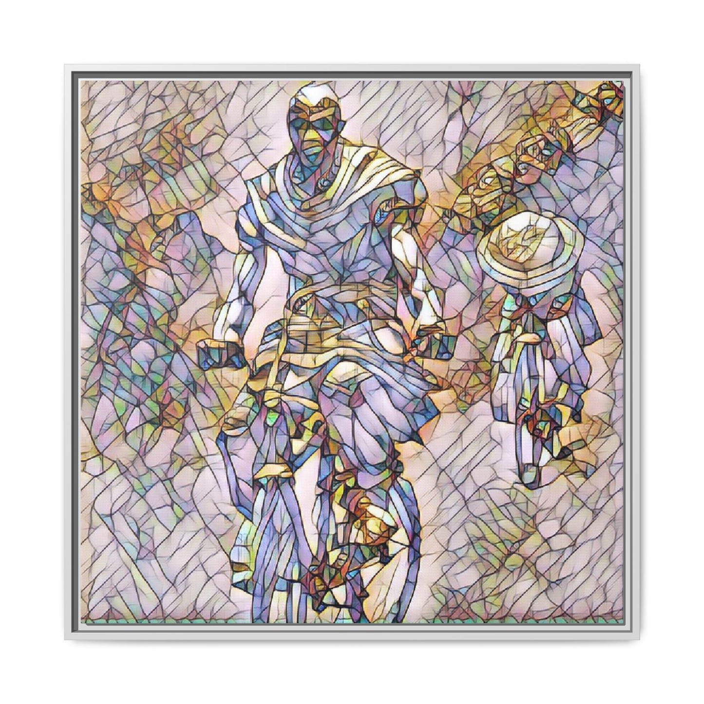 Framed Matte Canvas — Abstract Cyclist Artwork (Multi‑Color)