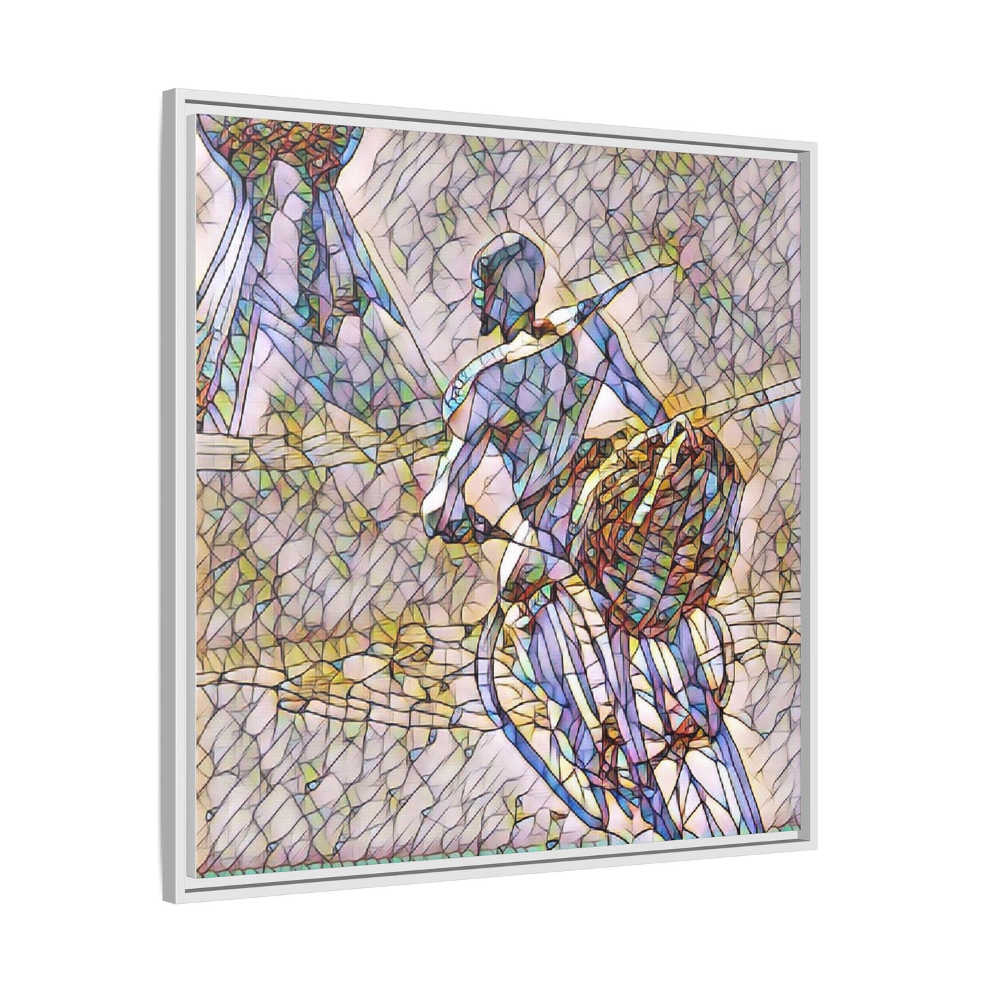 Abstract Stained-Glass Warrior Matte Framed Canvas