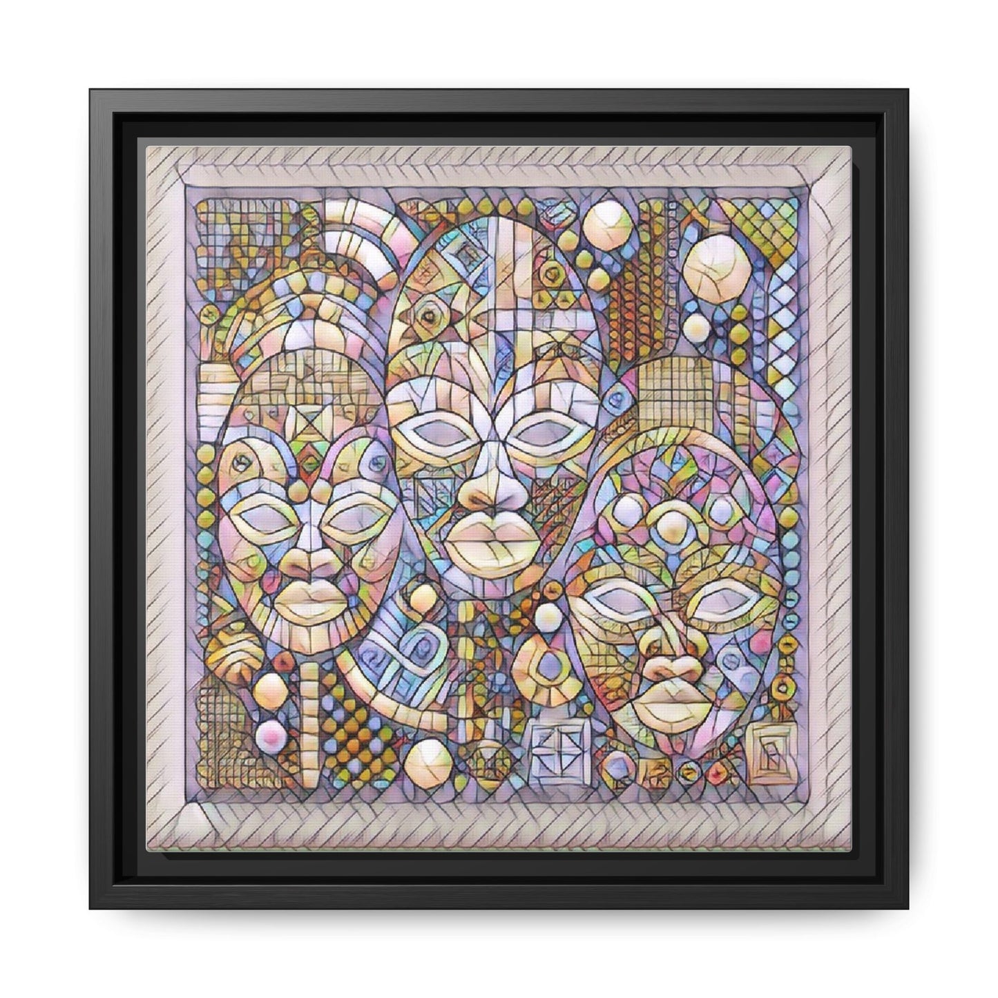 Abstract African Mask Art — Framed Matte Canvas Wall Art