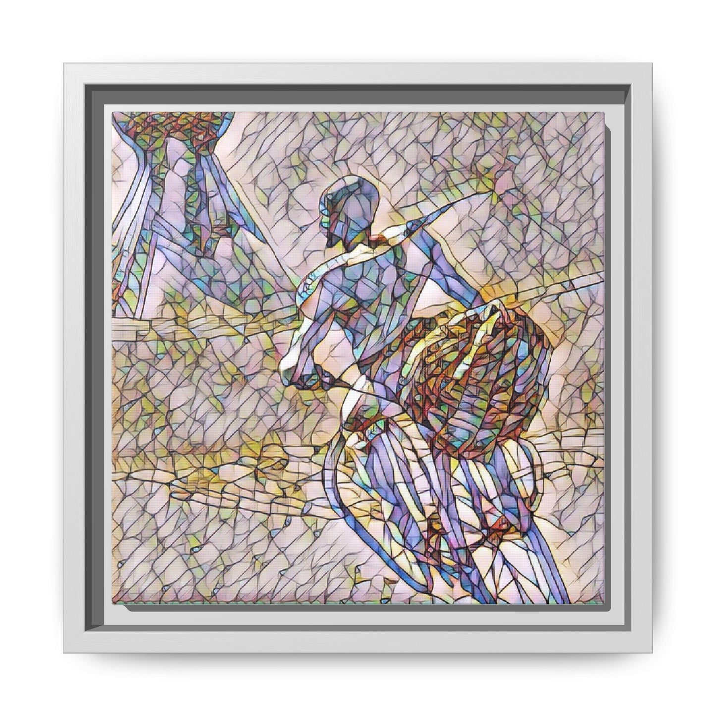 Abstract Stained-Glass Warrior Matte Framed Canvas
