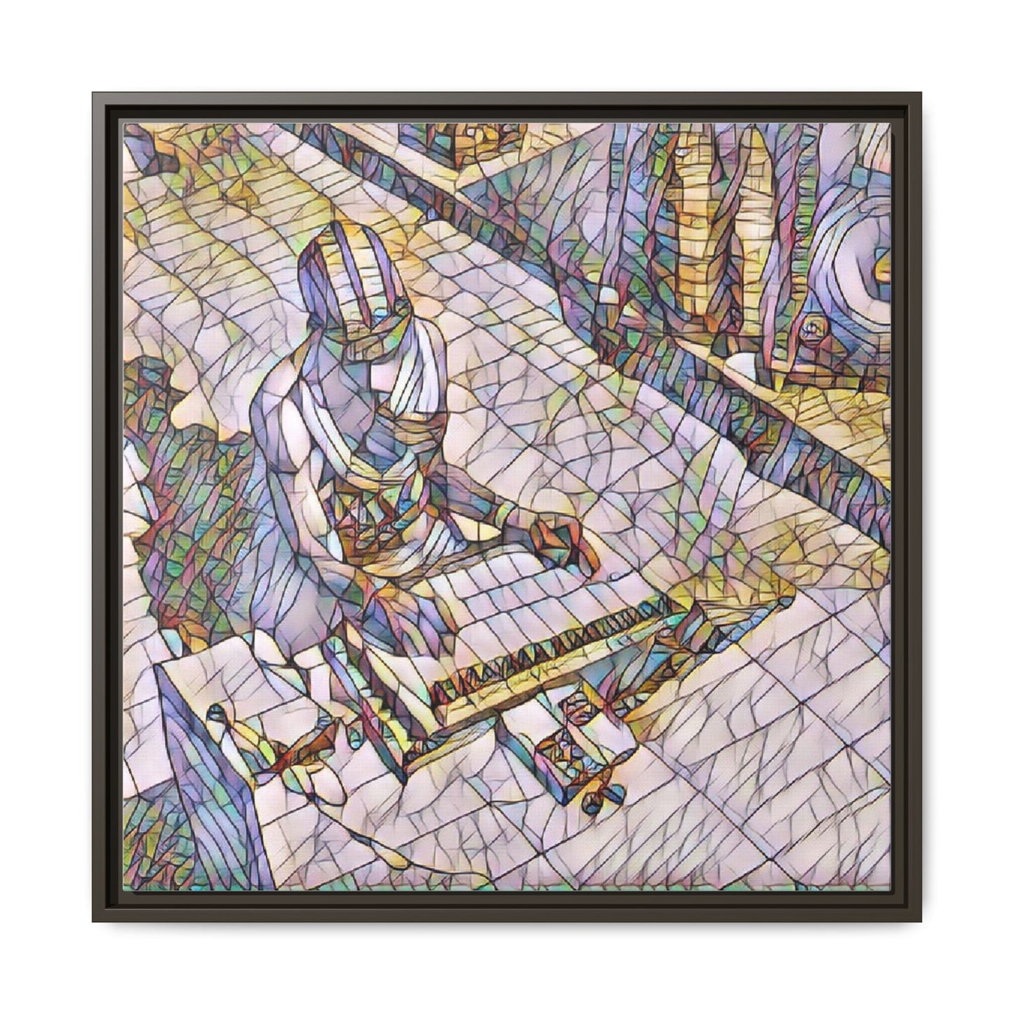 Abstract DJ Skateboarder Matte Framed Canvas – Colorful Urban Music Art Print