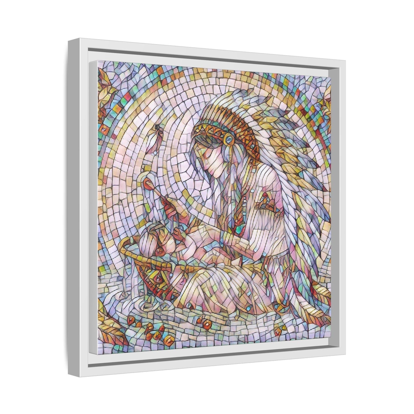 Framed Mosaic Native Mother & Child Matte Canvas Art