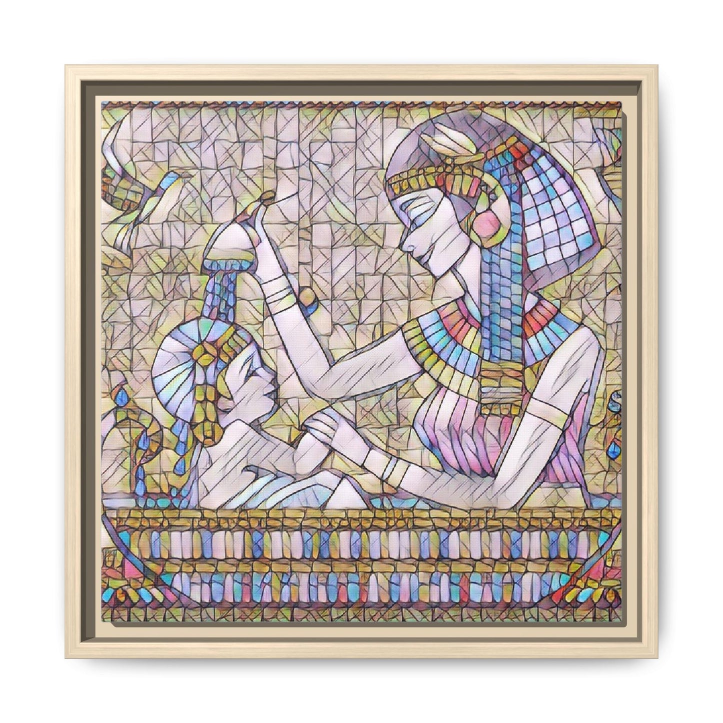 Egyptian Mosaic Mother & Child Framed Matte Canvas