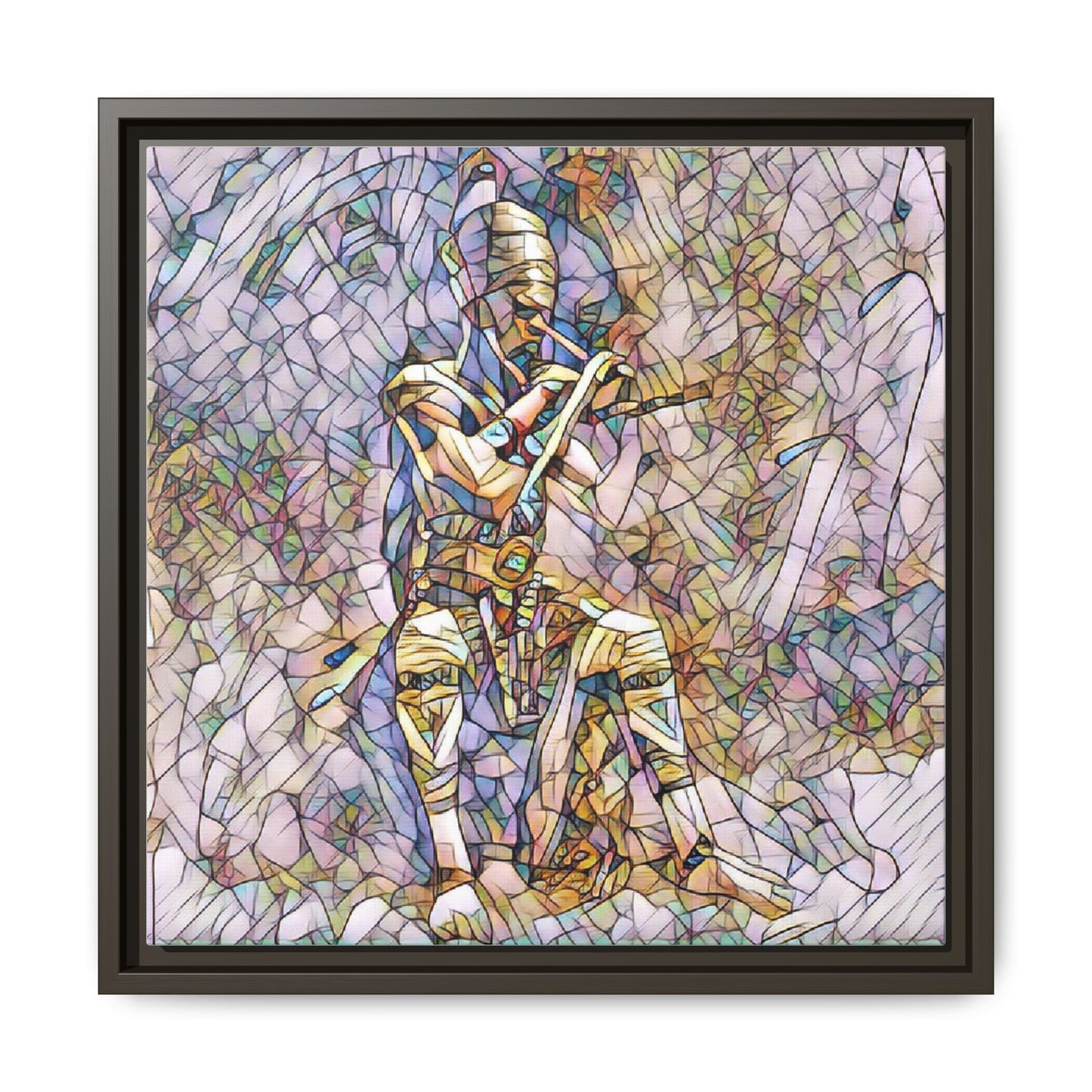 Framed Matte Canvas - Stained Glass Knight Artwork