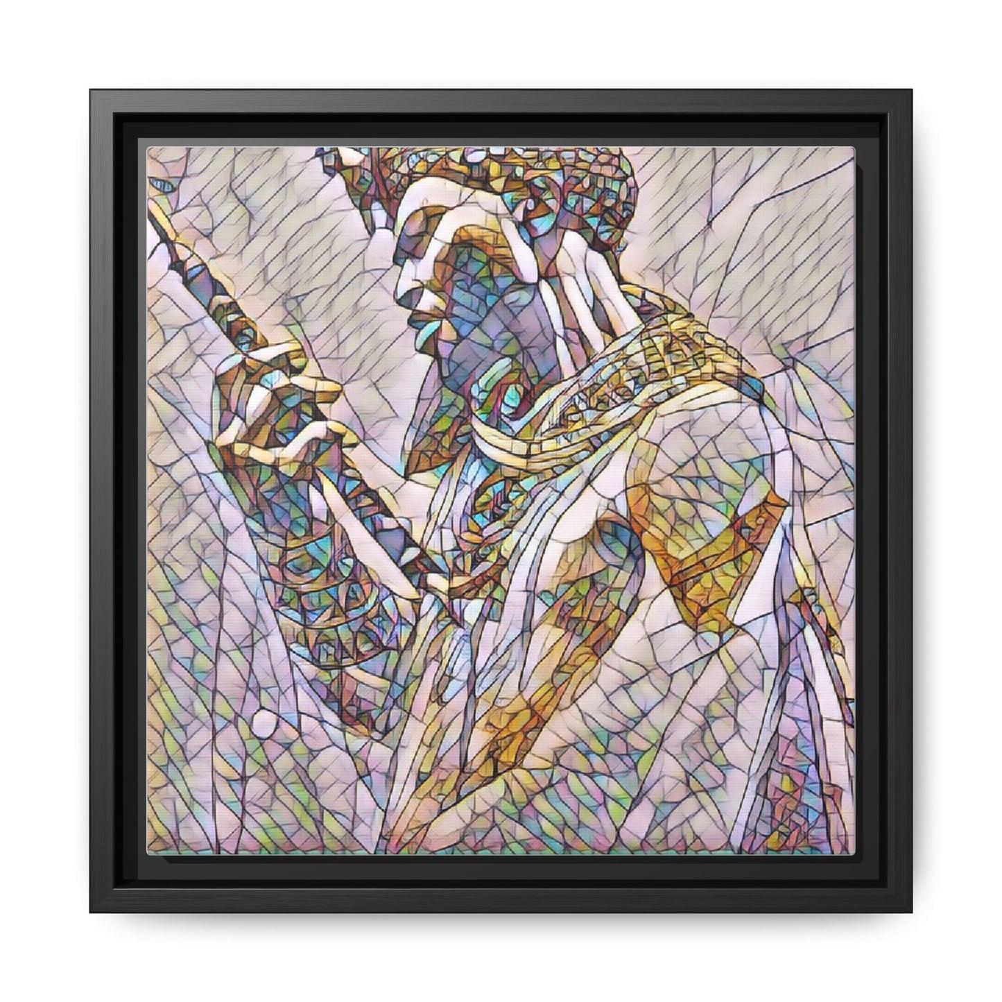 Egyptian Pharaoh Stained Glass Art — Framed Matte Canvas