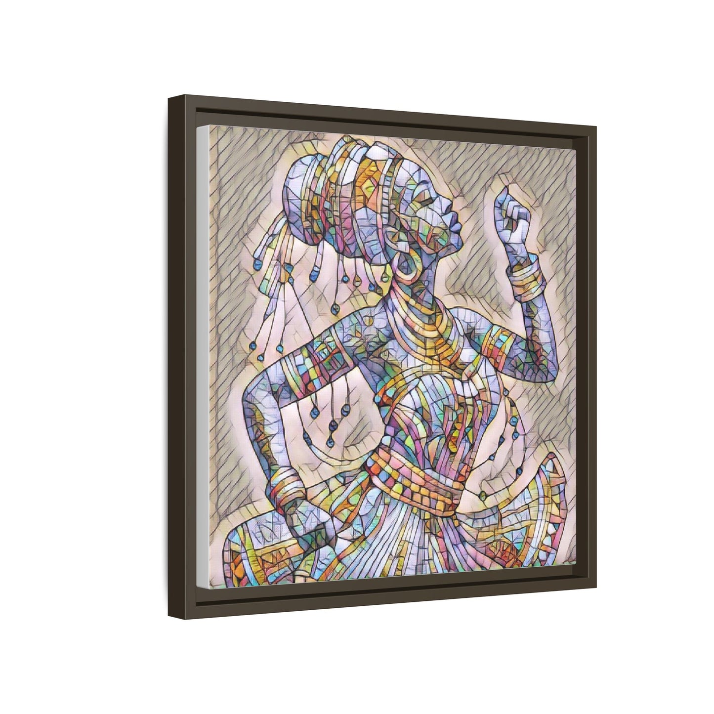Framed Canvas Art — Colorful Mosaic Dancer
