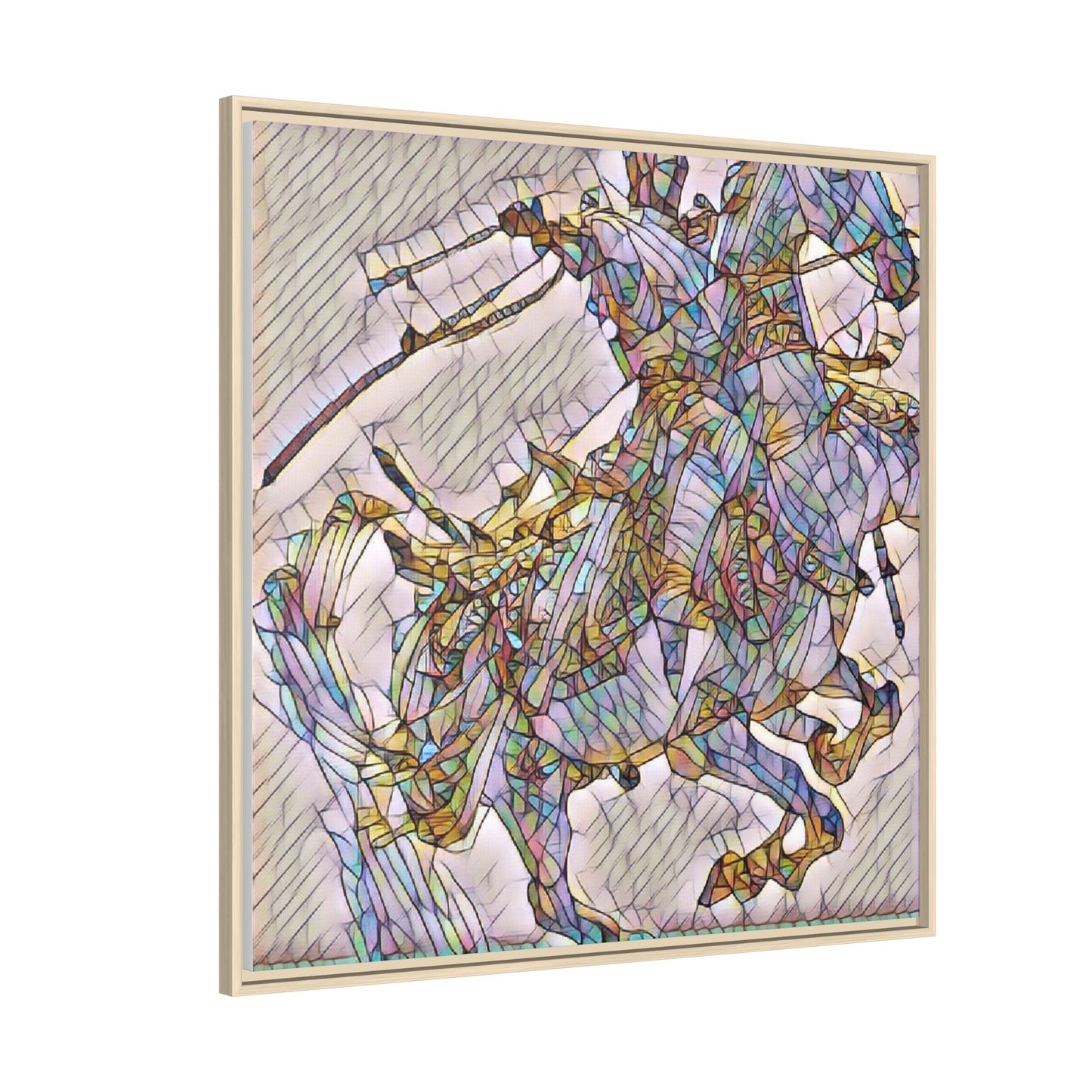 Framed Abstract Stained-Glass Horse Canvas
