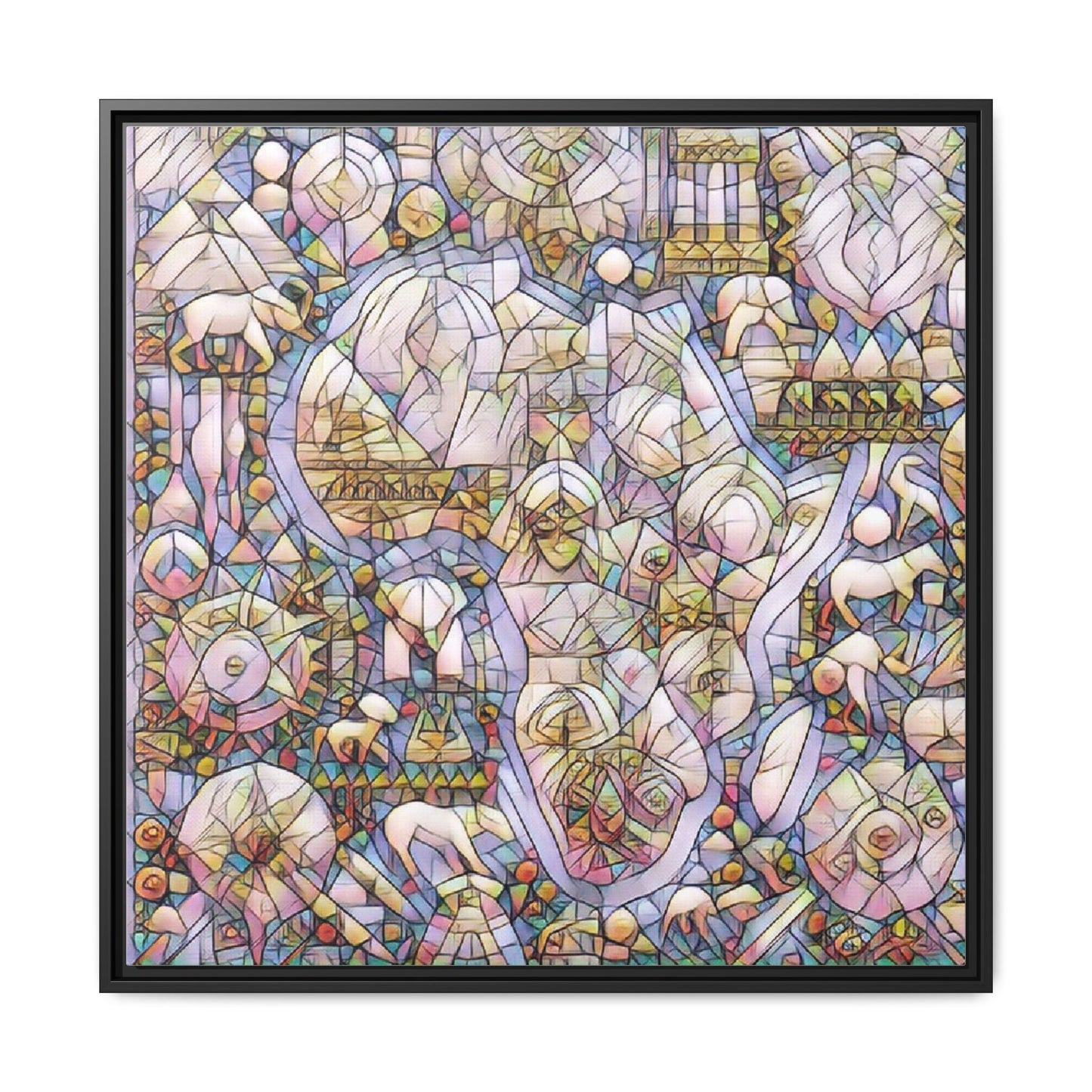 Abstract Stained-Glass Style Framed Canvas Print
