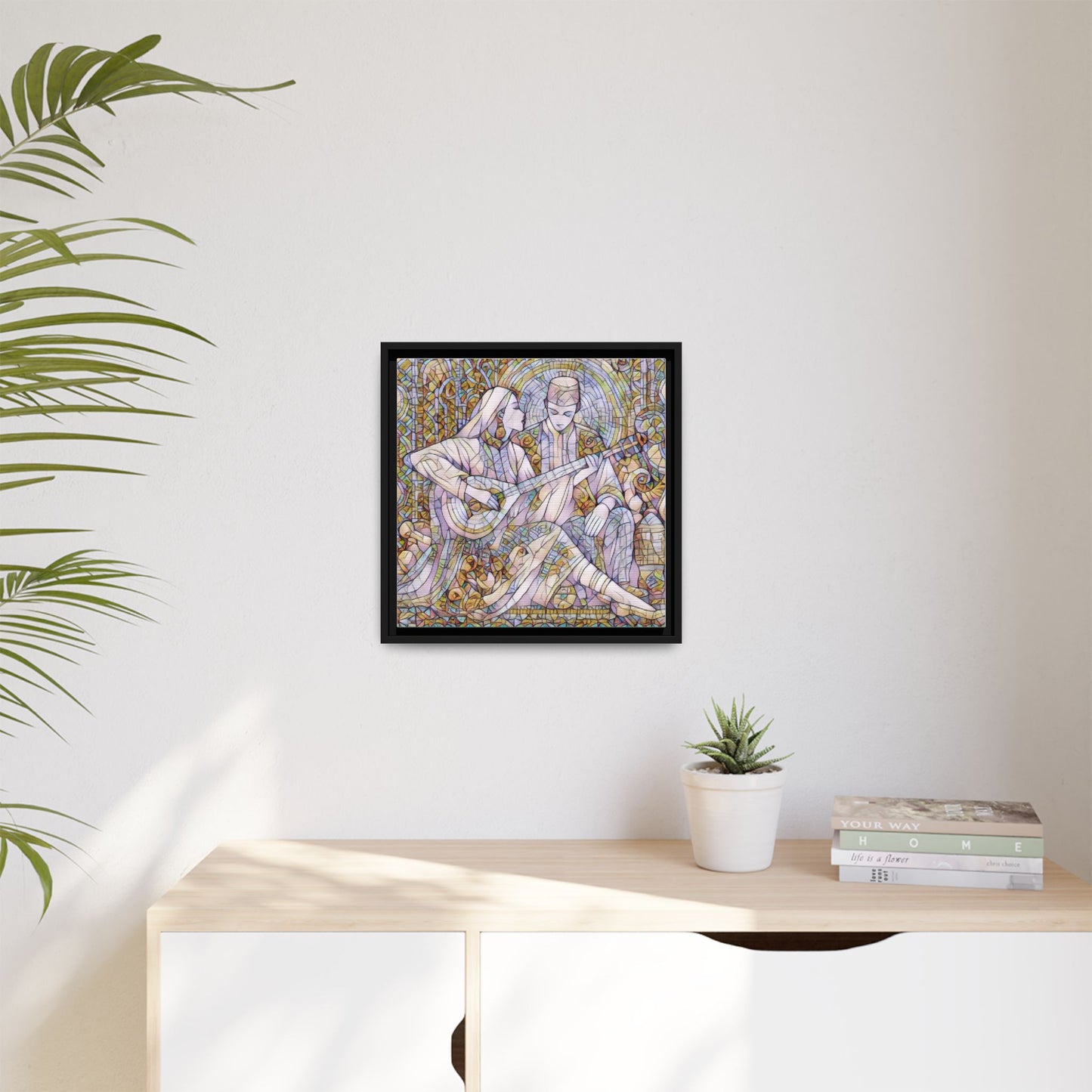 Love Song Serenade - Framed Canvas Wall Art | Guitar Player Romantic Print