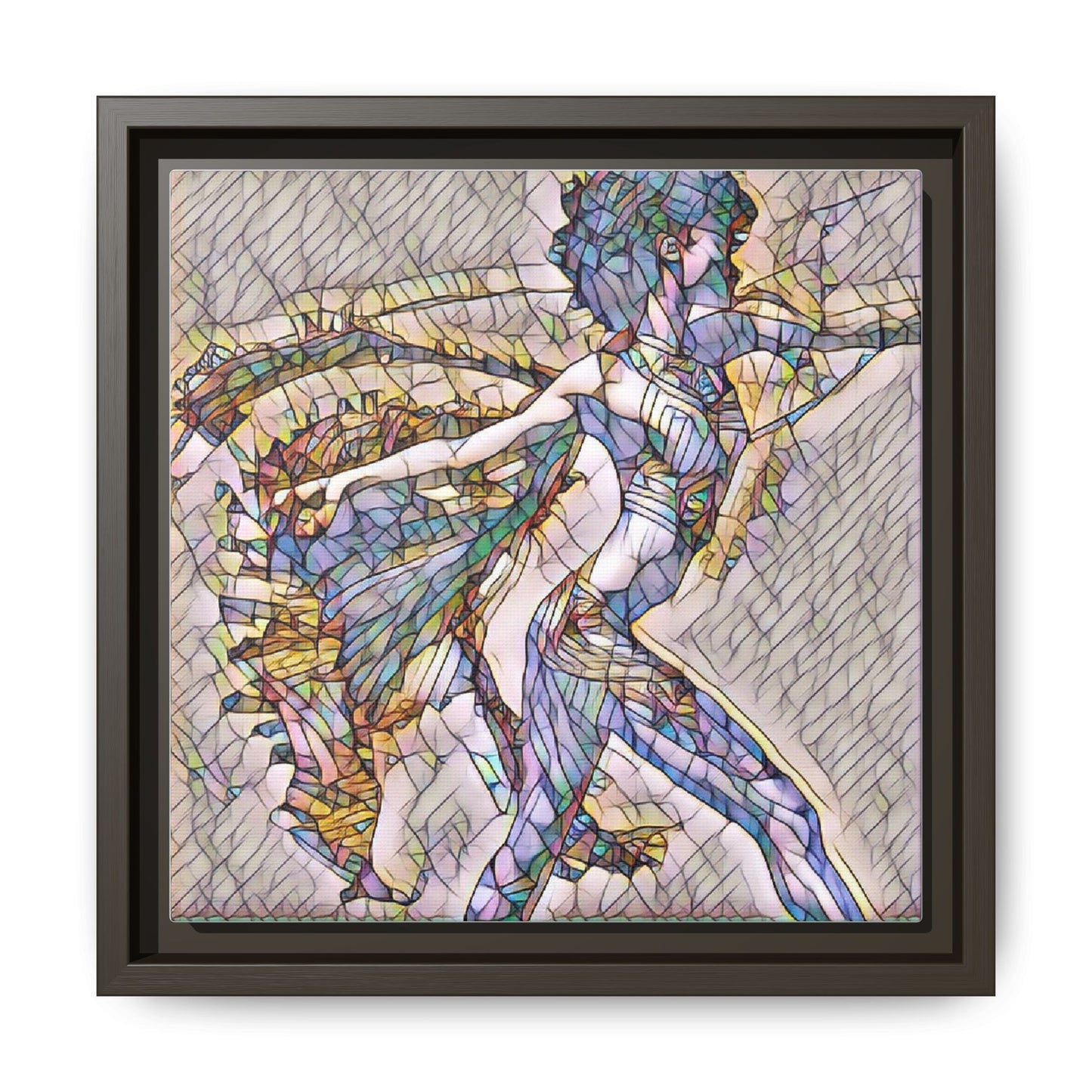 Abstract Stained-Glass Dancer Framed Canvas Art