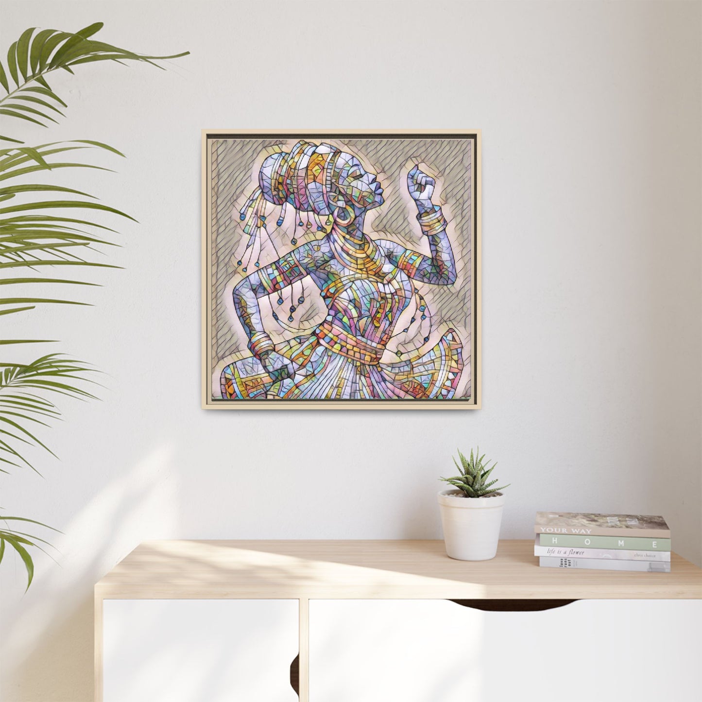 Framed Canvas Art — Colorful Mosaic Dancer