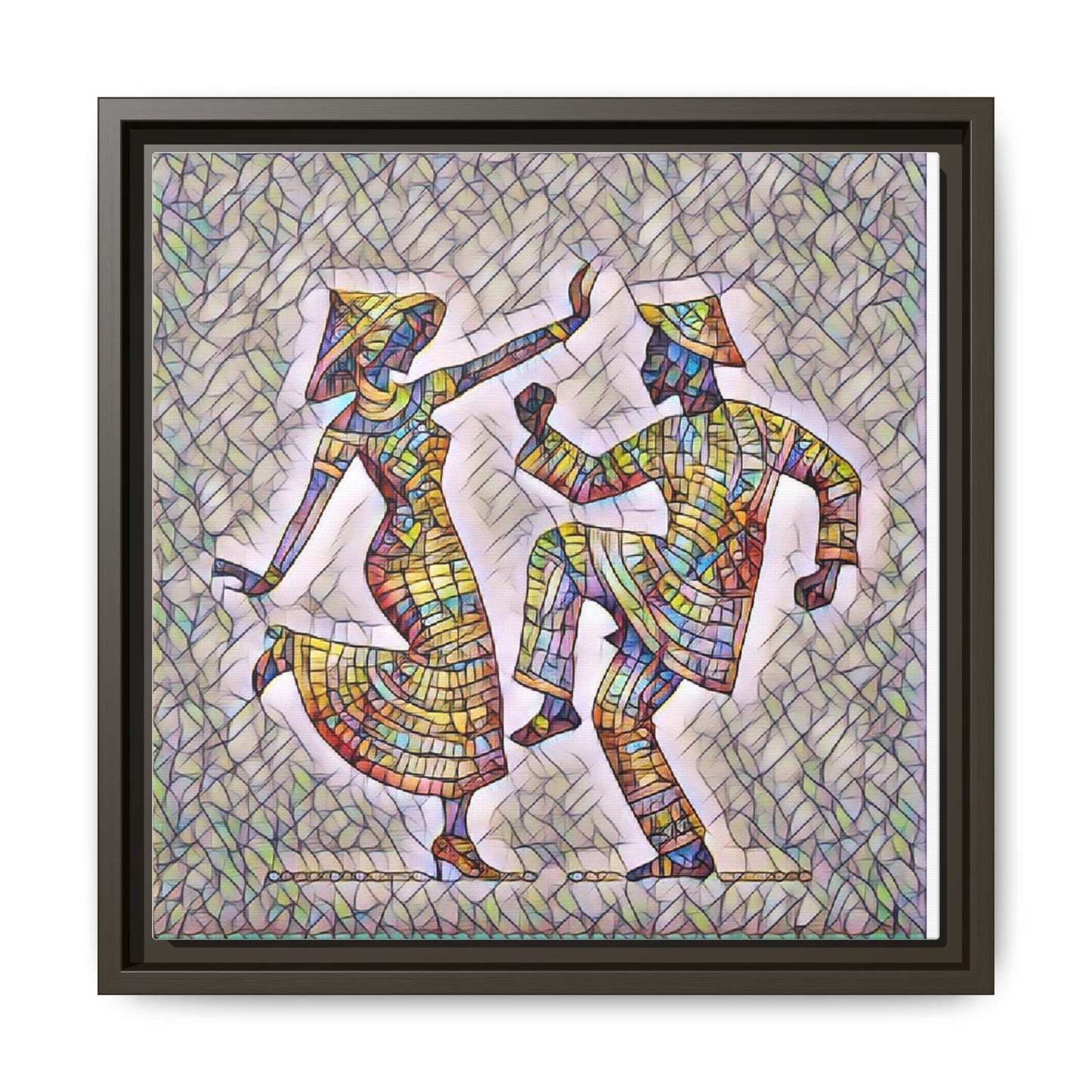 Colorful Folk Dance Matte Canvas Print (Framed)