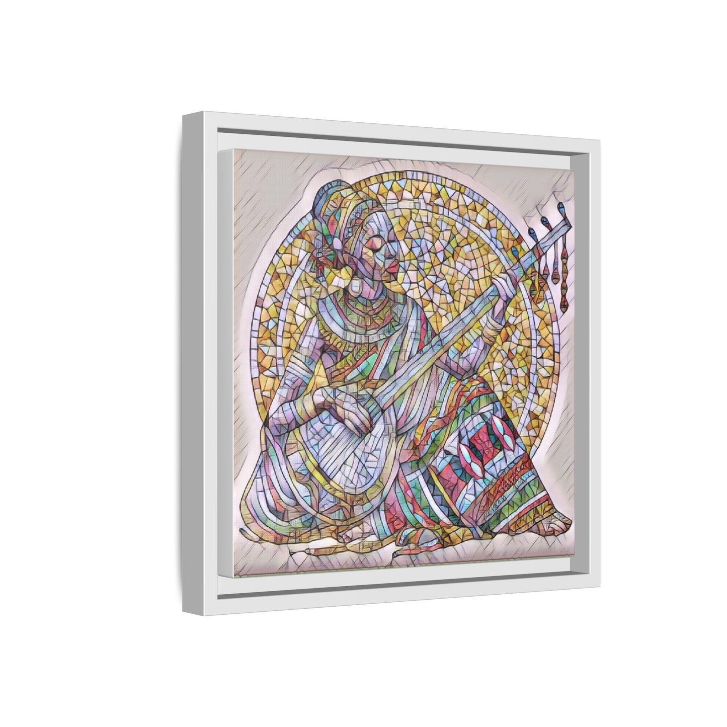 Framed Canvas Art - Colorful Mosaic Musician Wall Decor