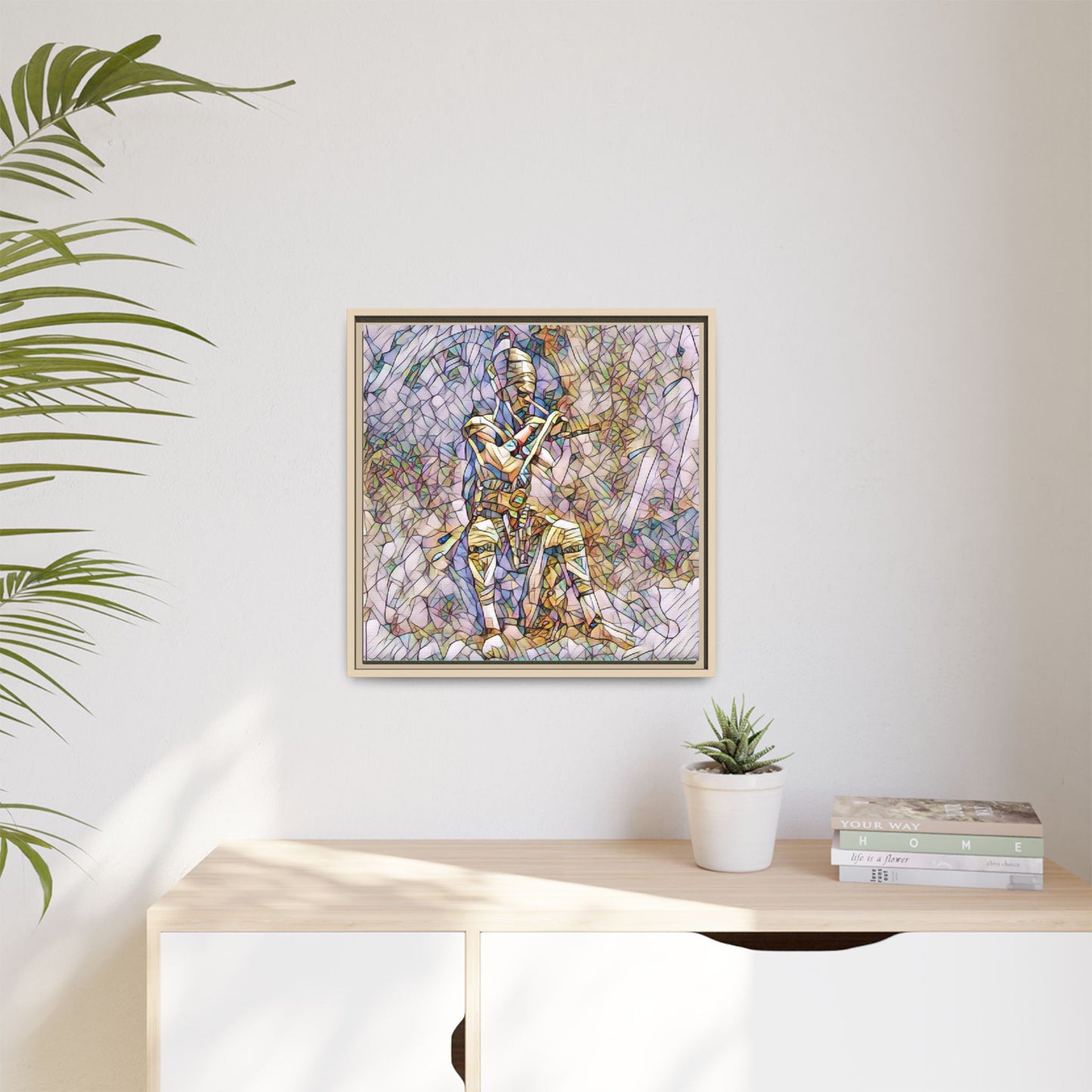 Framed Matte Canvas - Stained Glass Knight Artwork