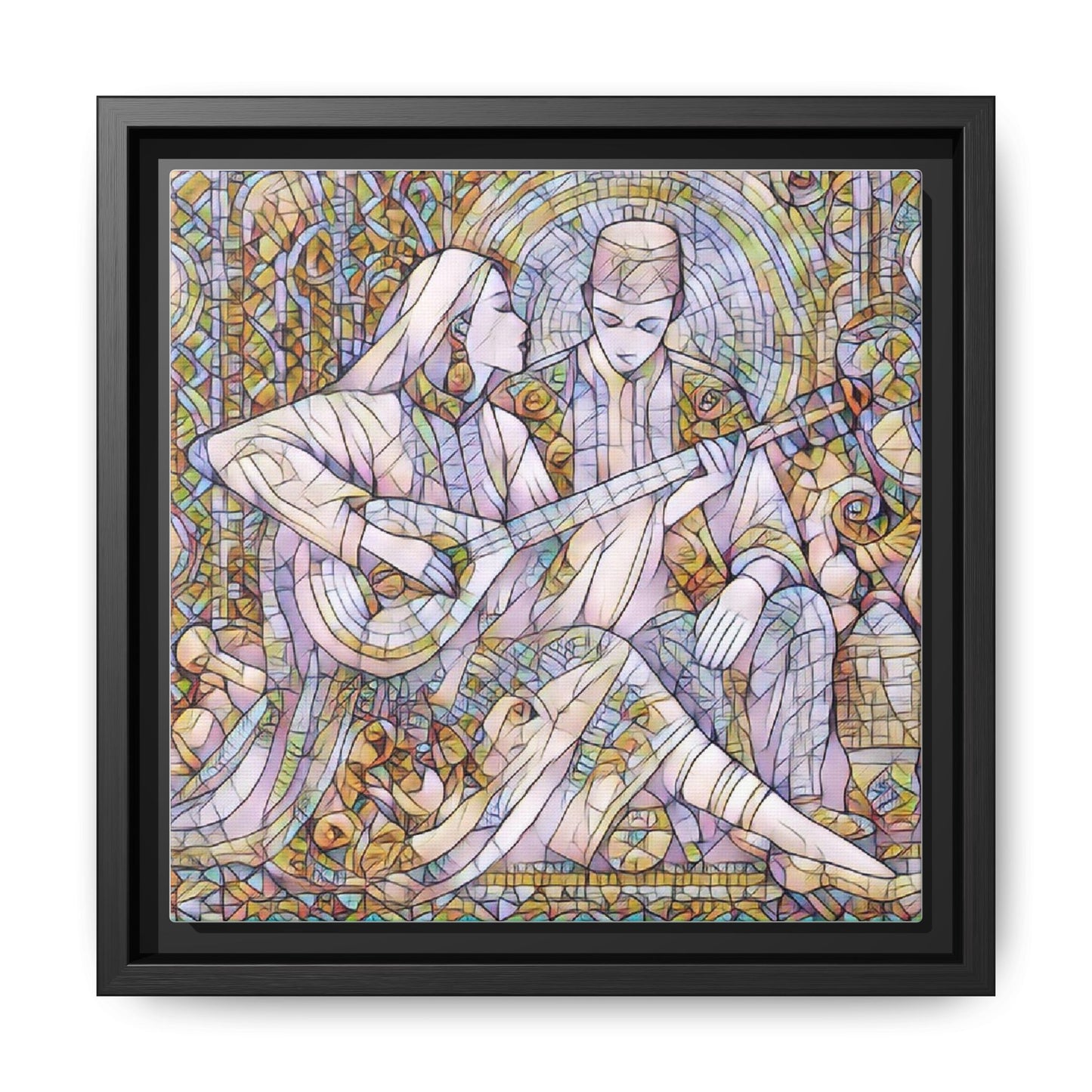 Love Song Serenade - Framed Canvas Wall Art | Guitar Player Romantic Print
