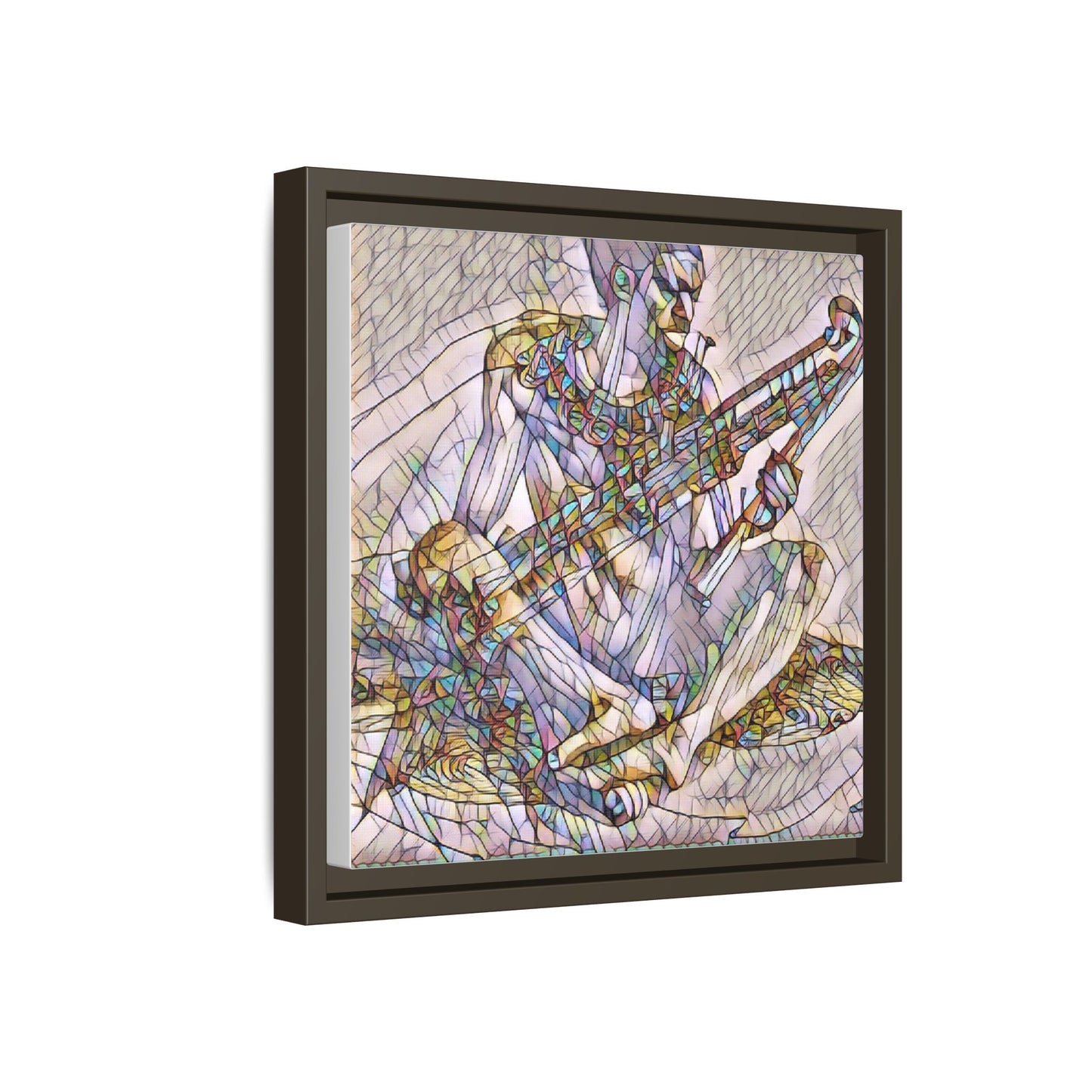 Framed Abstract Musician Canvas Art — Multicolor Modern Wall Decor