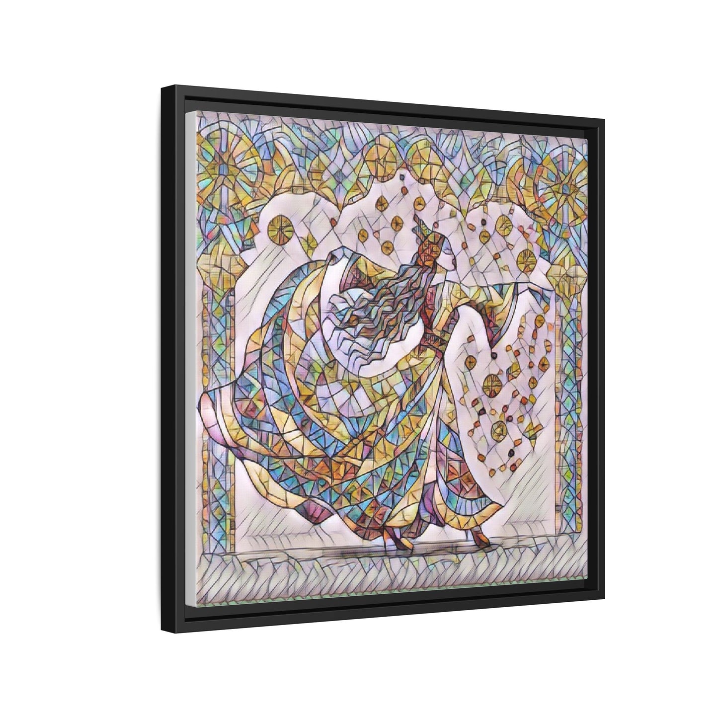 Stained Glass Dancing Dervish Framed Canvas Art