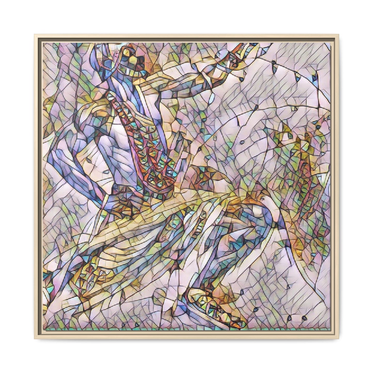 Abstract Stained-Glass Dancers — Framed Matte Canvas Art