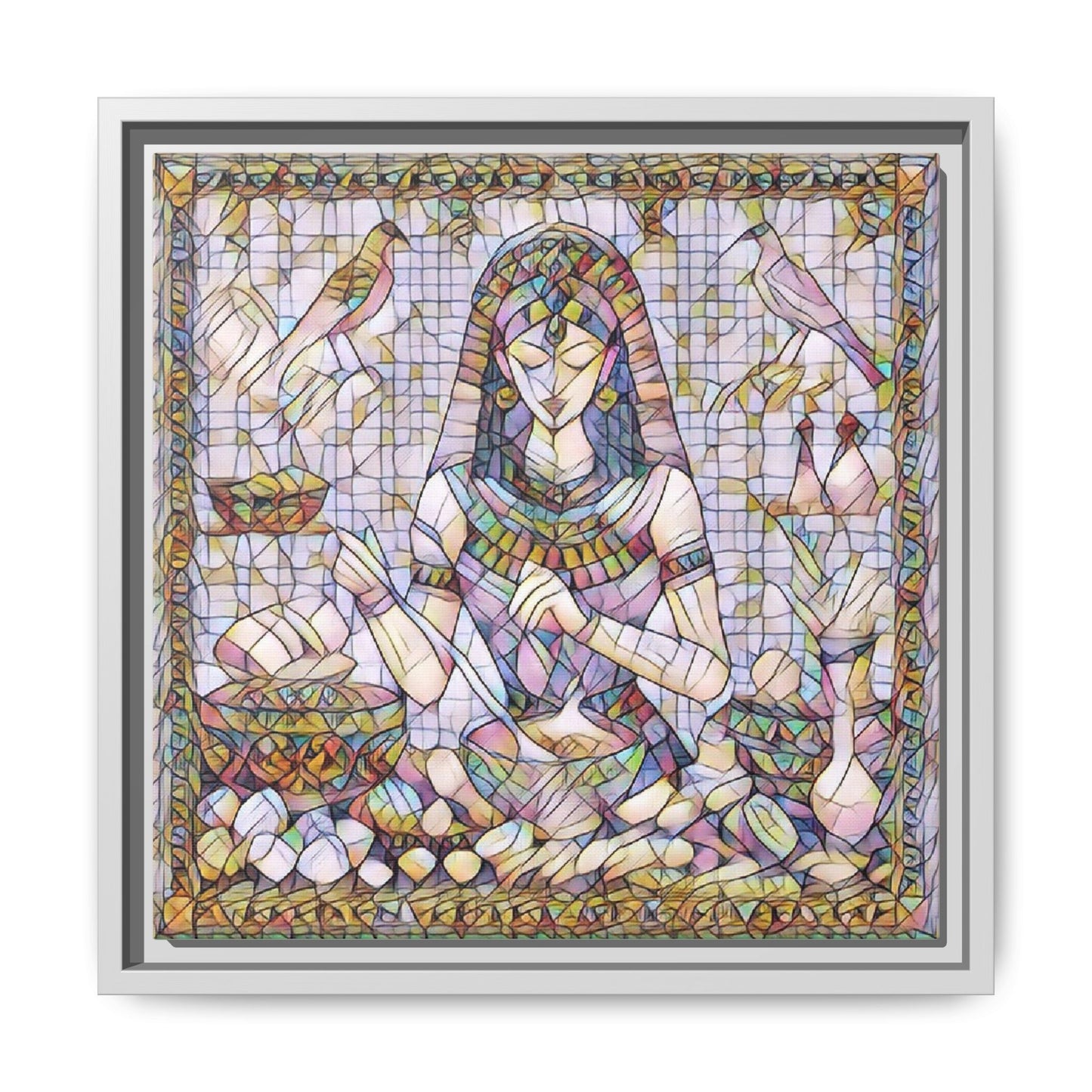 Egyptian Goddess Mosaic Framed Canvas Art
