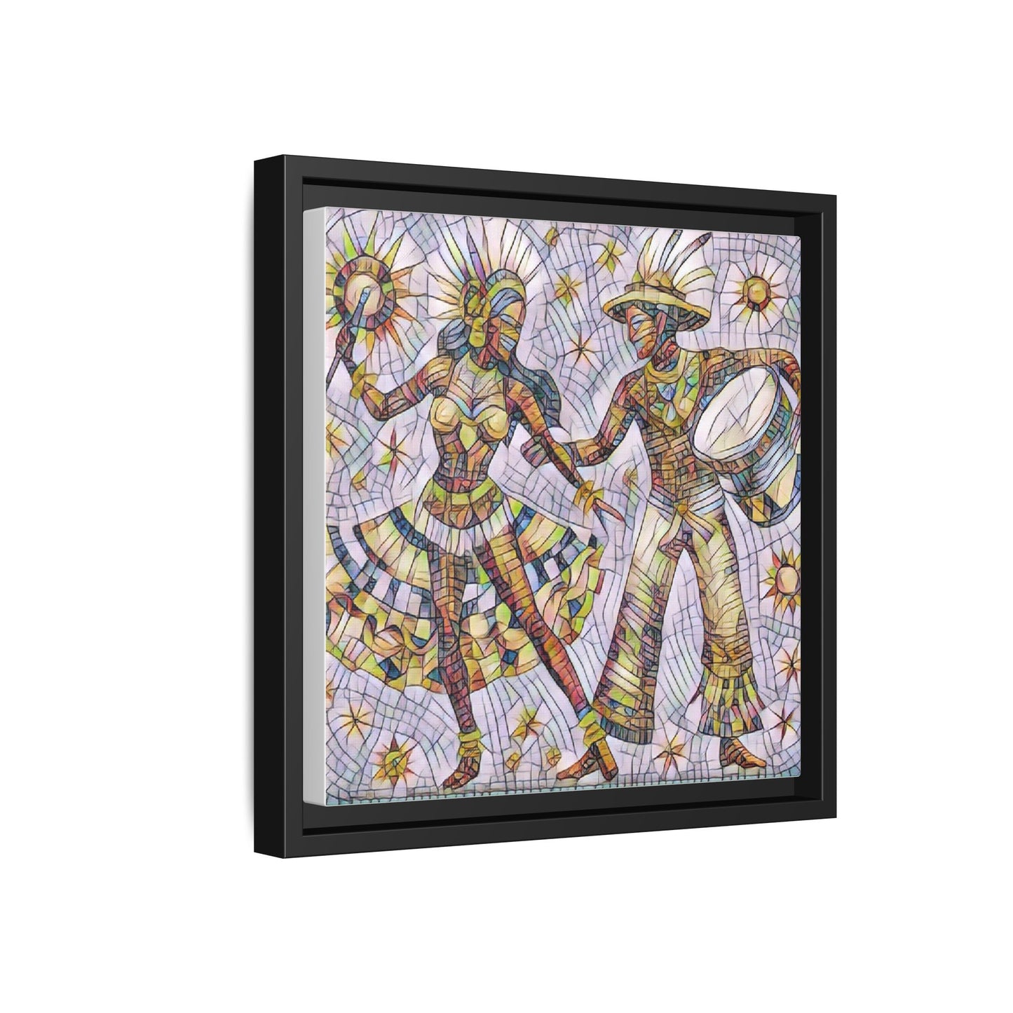 Carnival Dancers Framed Canvas Art — Colorful Samba Rhythm Wall Decor