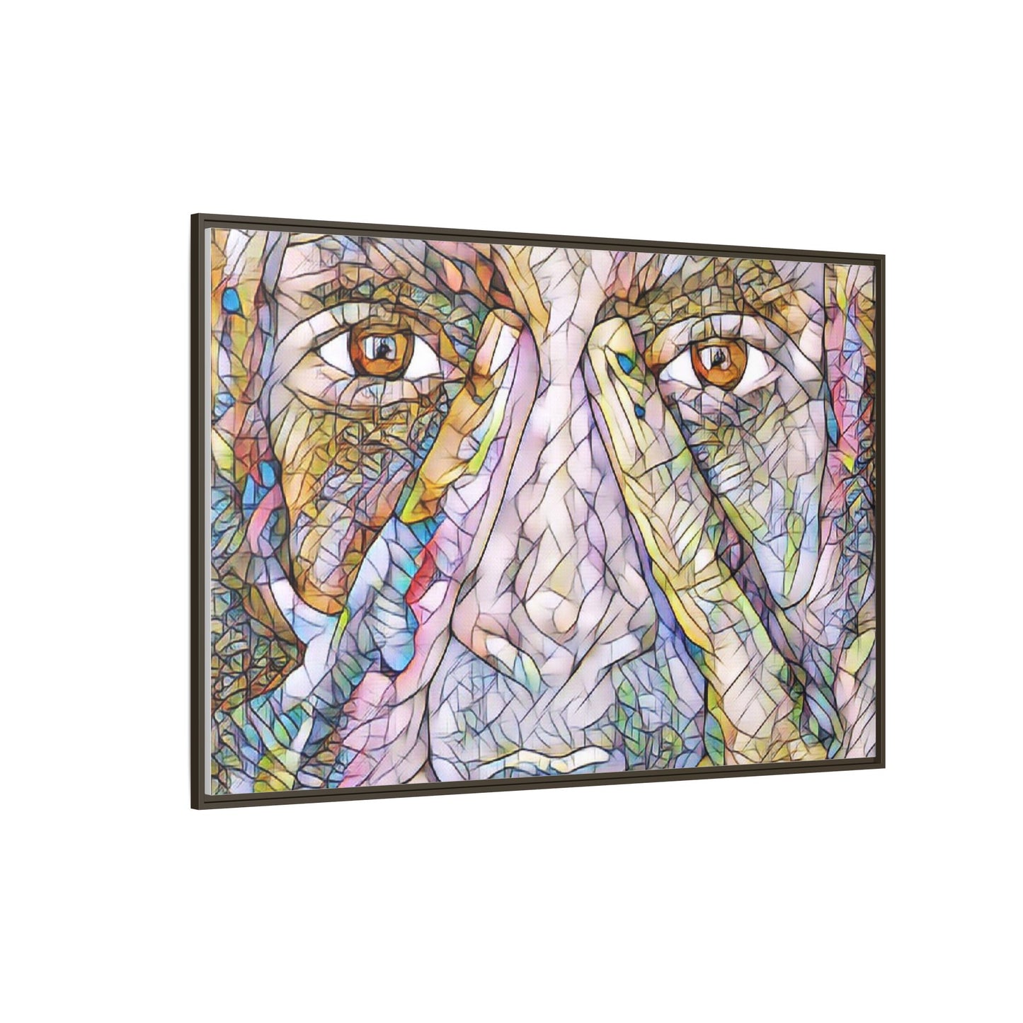 Abstract Stained-Glass Face Matte Canvas Framed Wall Art