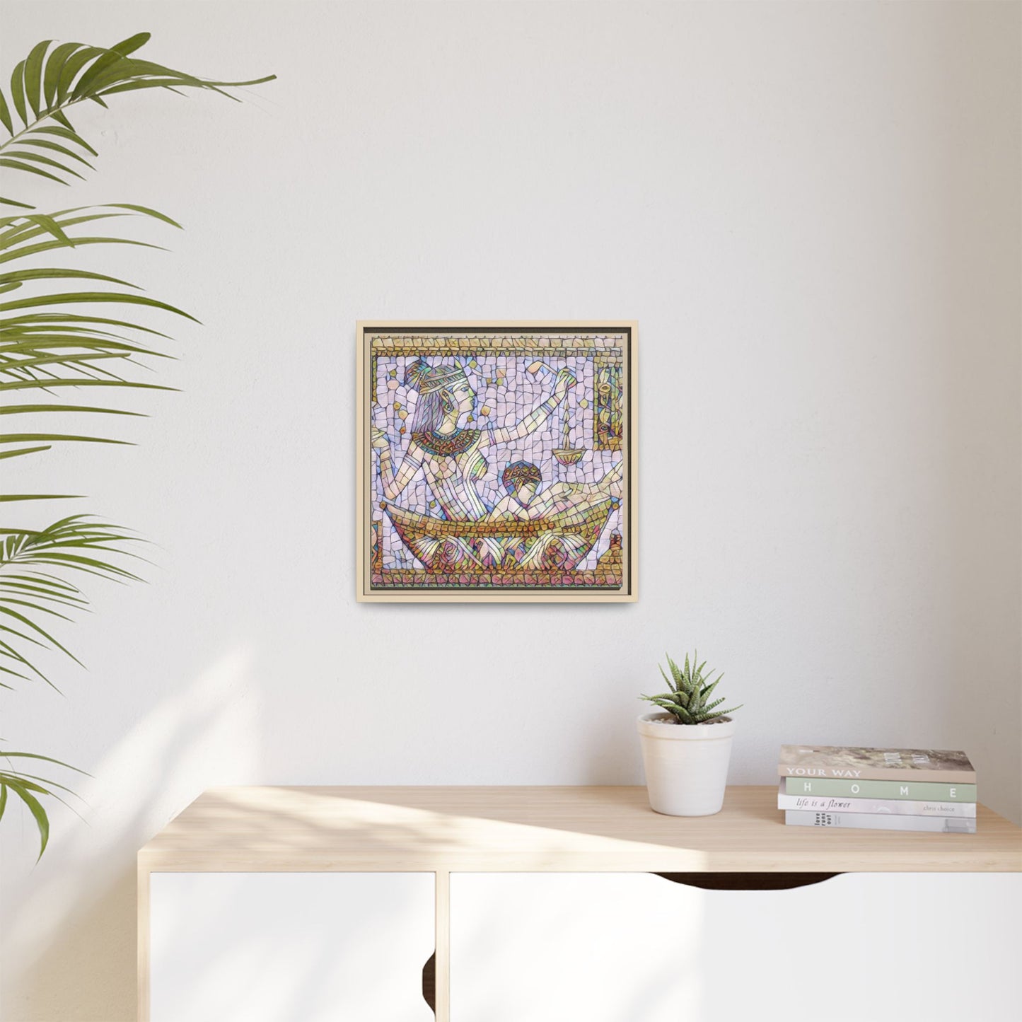 Egyptian Mosaic Goddess Matte Canvas Print (Framed)