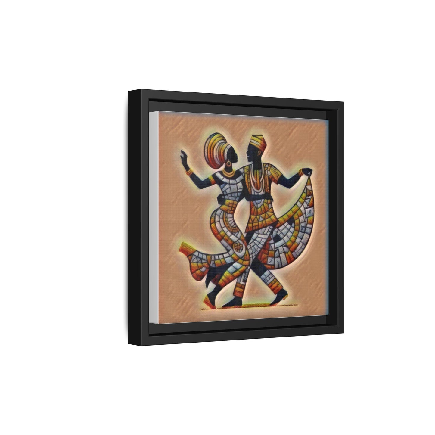 Framed African Dance Mosaic Art Print — Matte Canvas Wall Decor