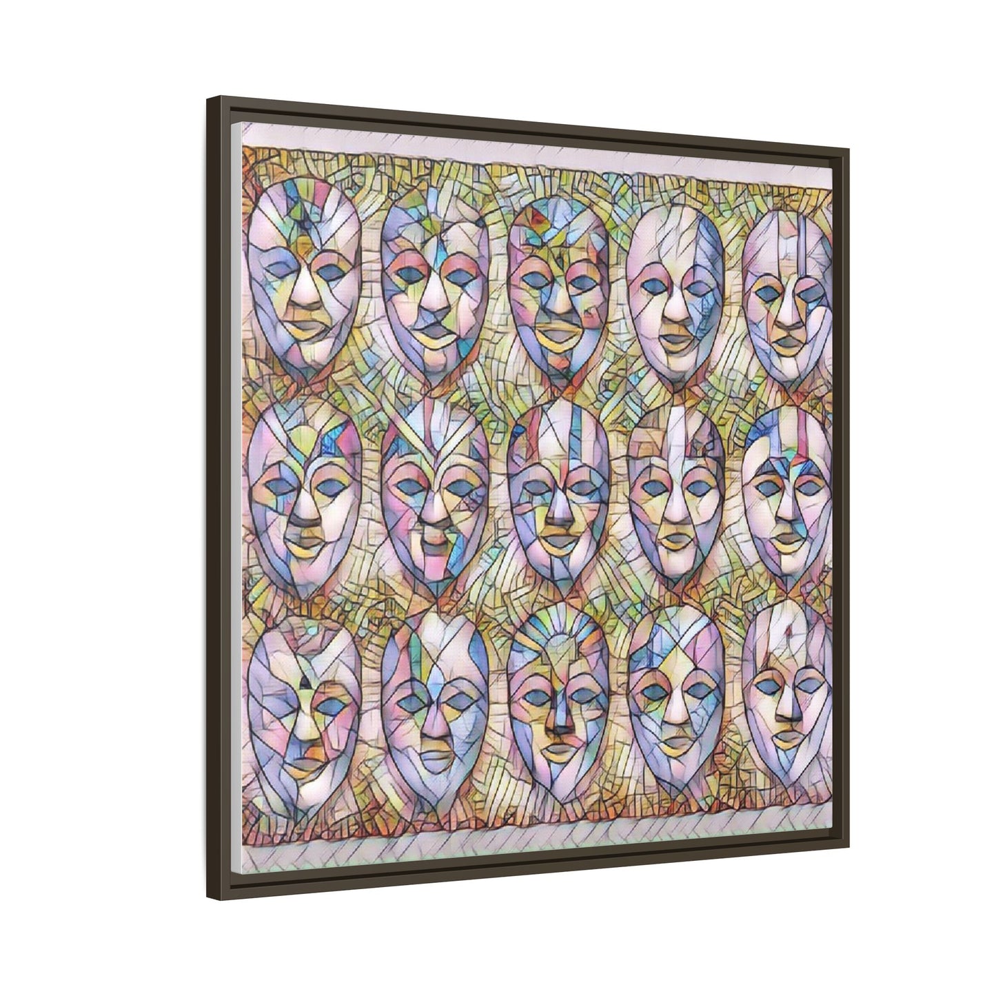 Abstract Mask Art Matte Canvas Print — Framed Multicolor Wall Art
