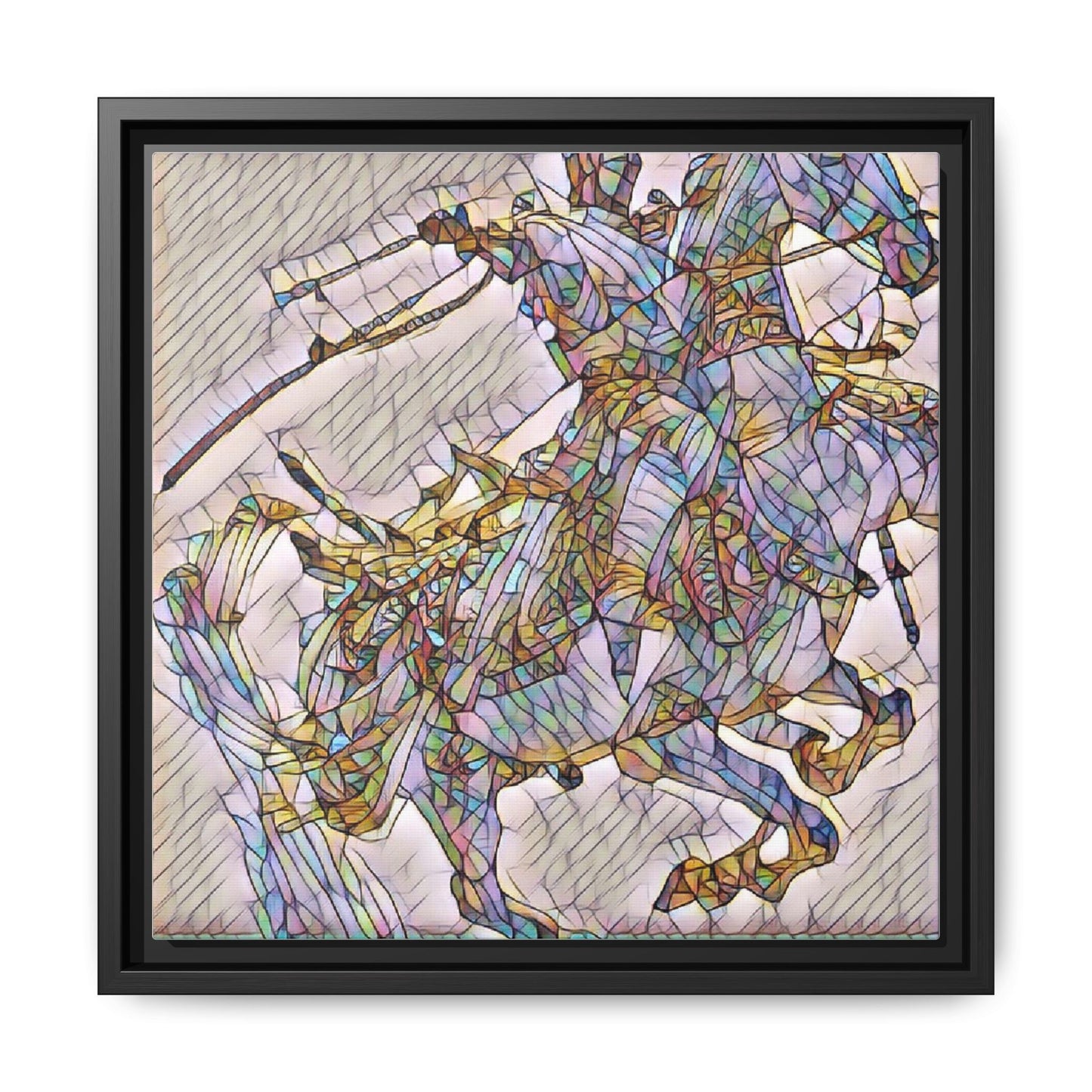 Framed Abstract Stained-Glass Horse Canvas