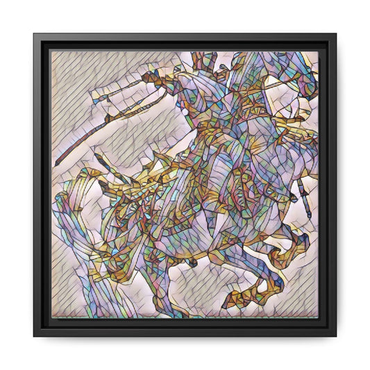 Framed Abstract Stained-Glass Horse Canvas