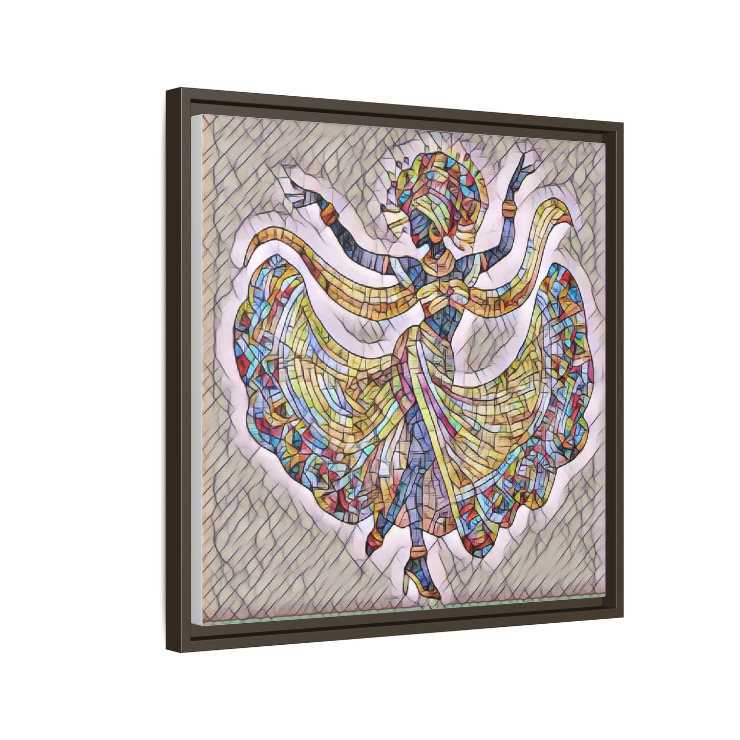 Colorful Mosaic Dancer Framed Canvas Art