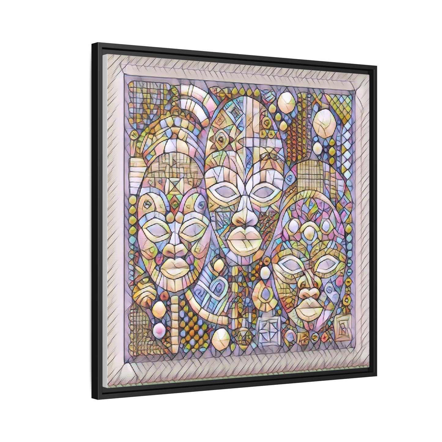 Abstract African Mask Art — Framed Matte Canvas Wall Art