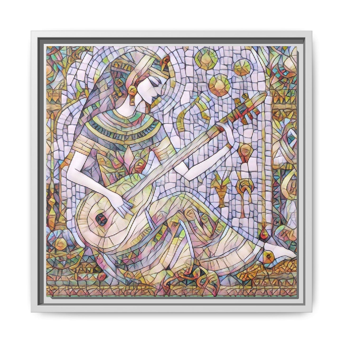 Egyptian Muse Mosaic Matte Canvas Framed Wall Art