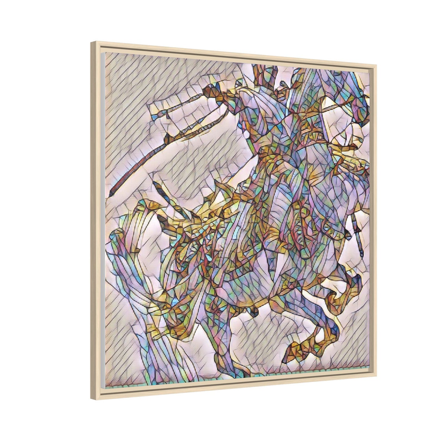 Framed Abstract Stained-Glass Horse Canvas