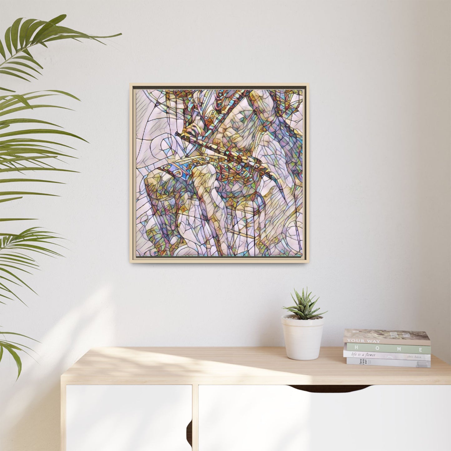 Framed Abstract Musician Canvas Art — Multi‑Color Jazz Saxophone Print