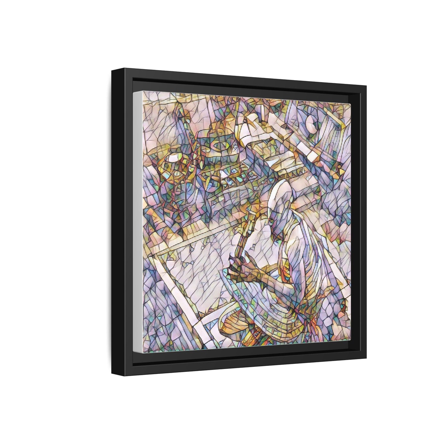 Stained-Glass DJ Matte Canvas Print (Framed) — Colorful Music Room Wall Art