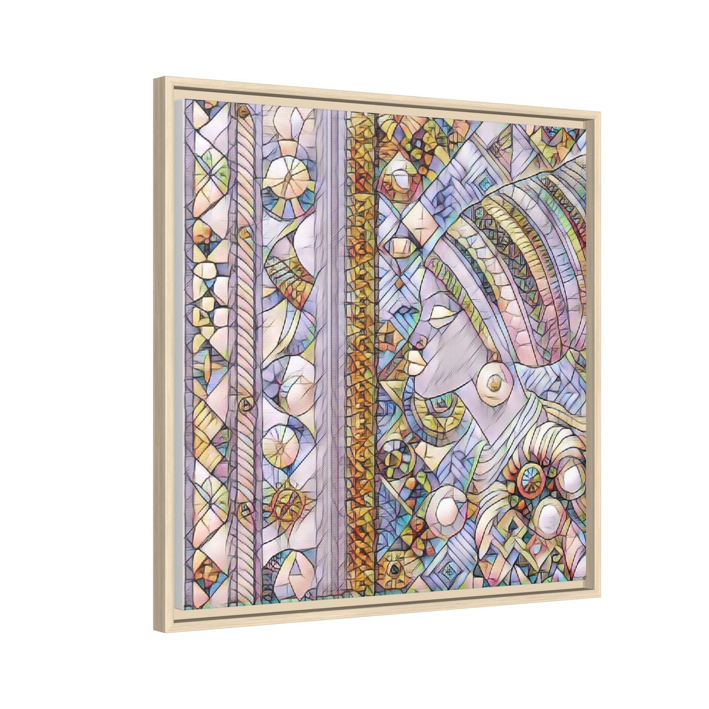 Afrocentric Stained-Glass Portrait Matte Framed Canvas