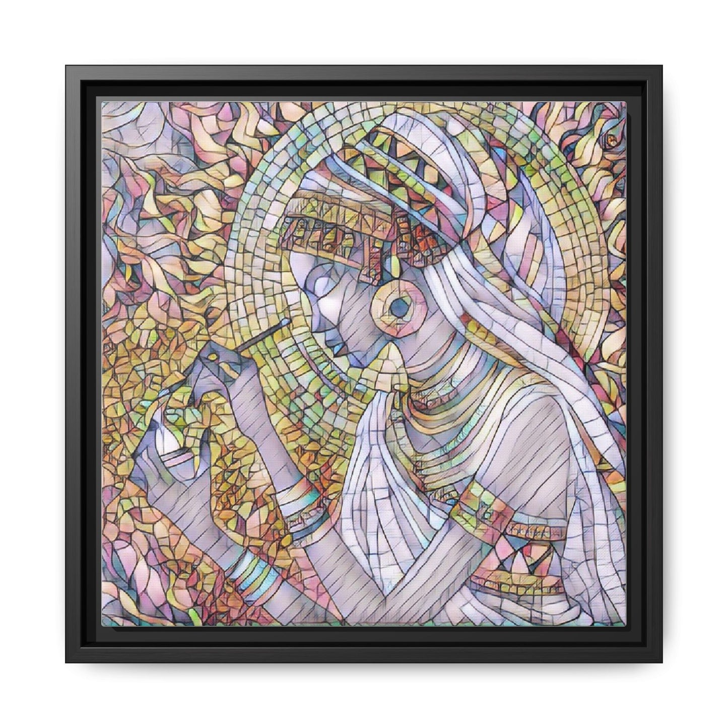 Egyptian Goddess Stained-Glass Matte Canvas (Framed)