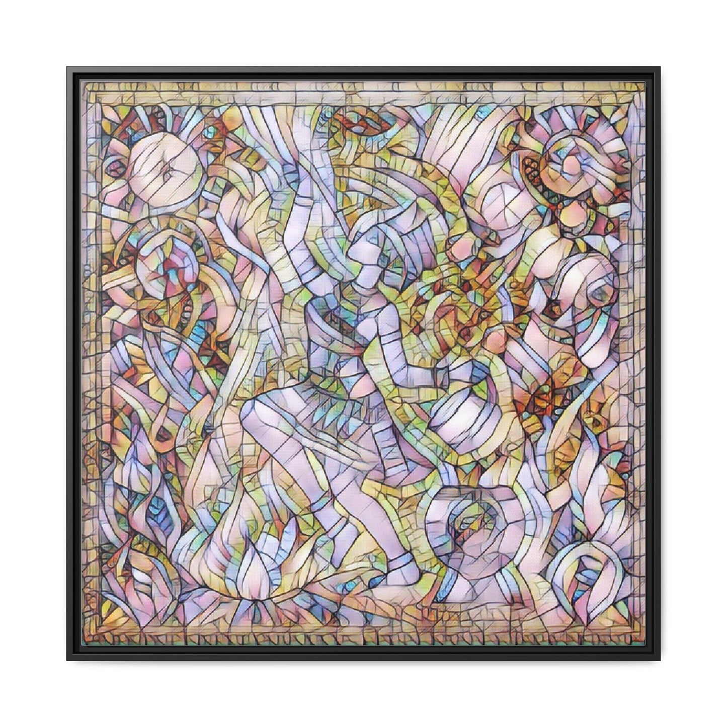 Abstract Stained Glass Dance Matte Framed Canvas