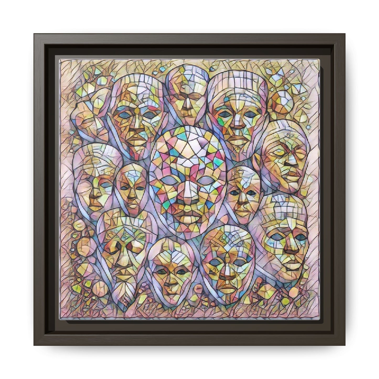 Framed Art Print — Mosaic Faces Matte Canvas