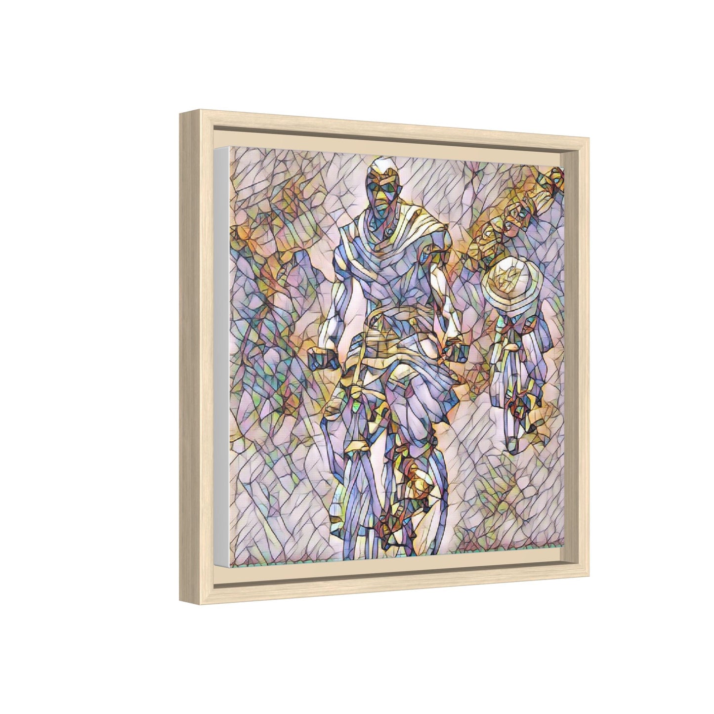 Framed Matte Canvas — Abstract Cyclist Artwork (Multi‑Color)