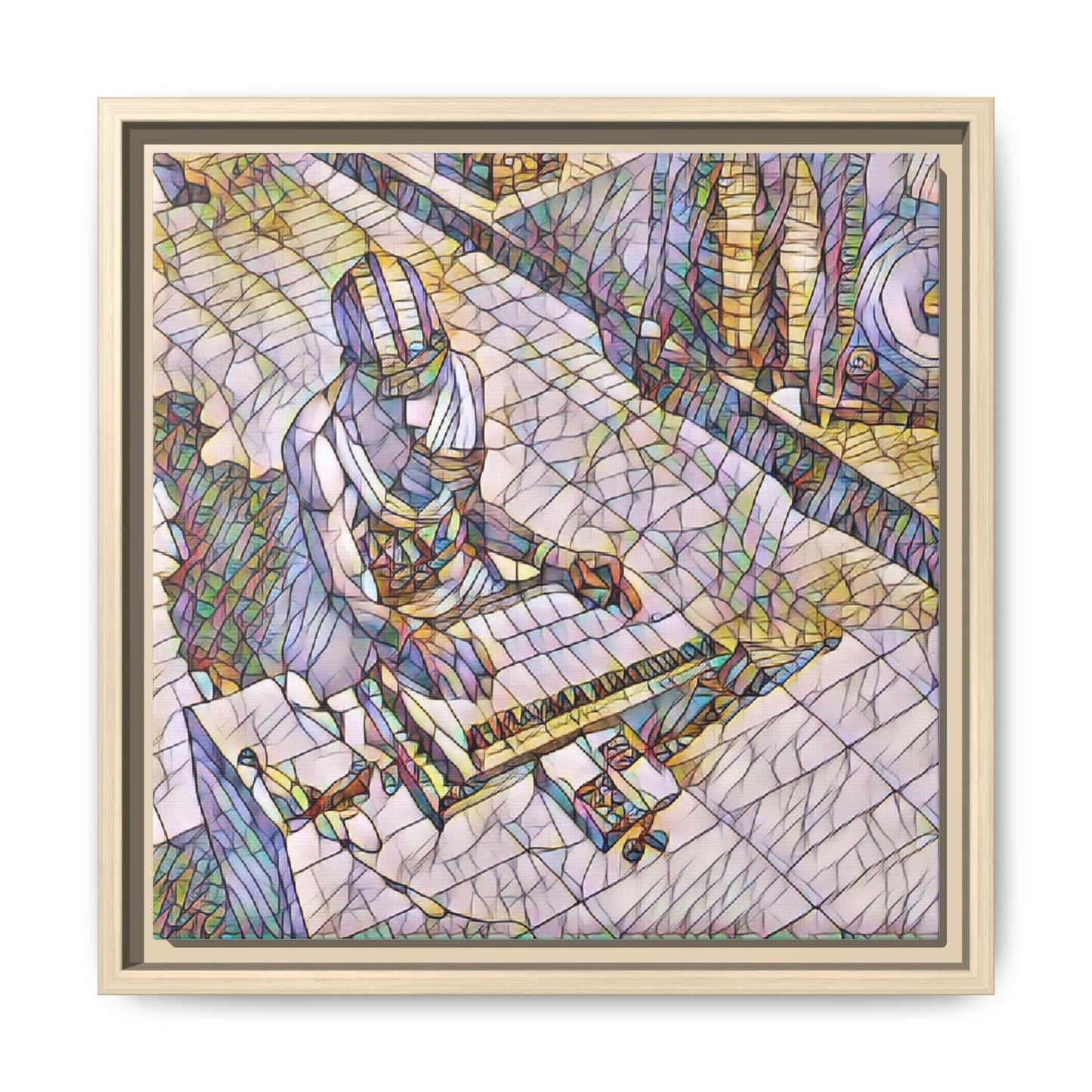 Abstract DJ Skateboarder Matte Framed Canvas – Colorful Urban Music Art Print