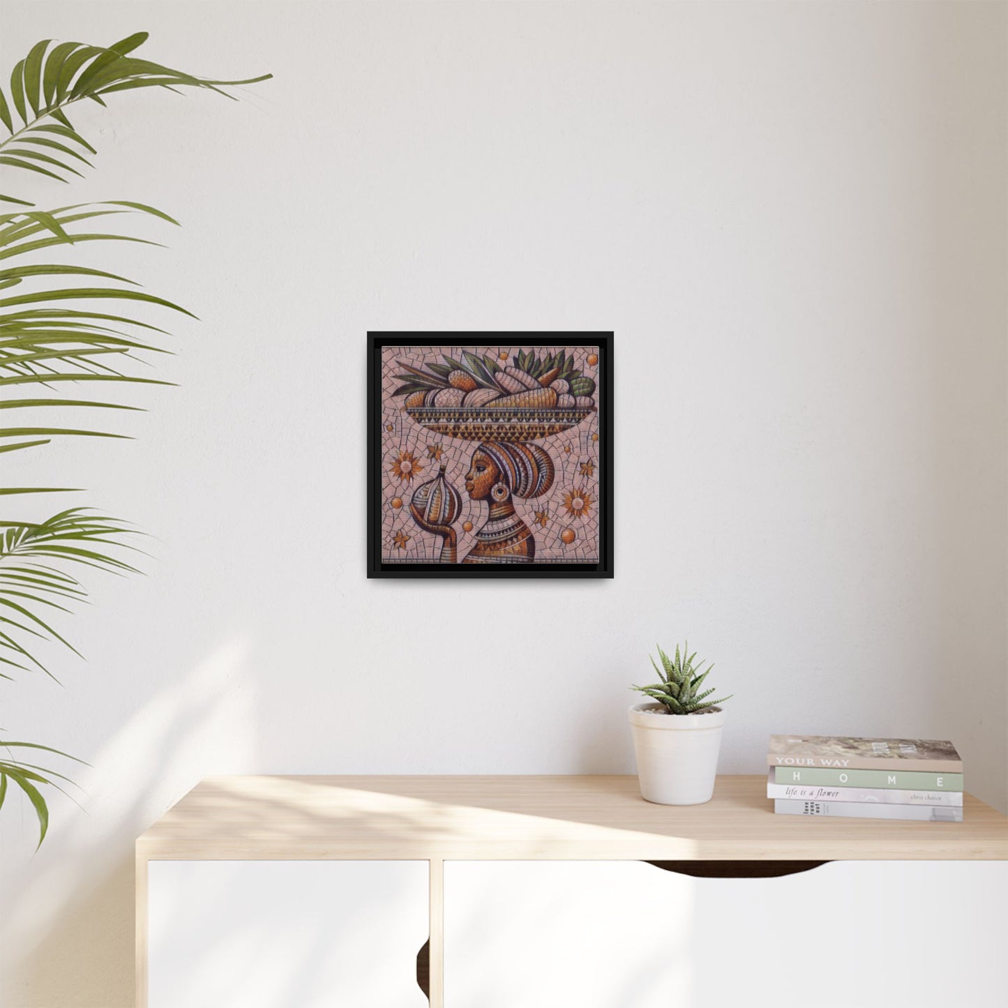 Egyptian Mosaic Goddess Matte Framed Canvas Wall Art