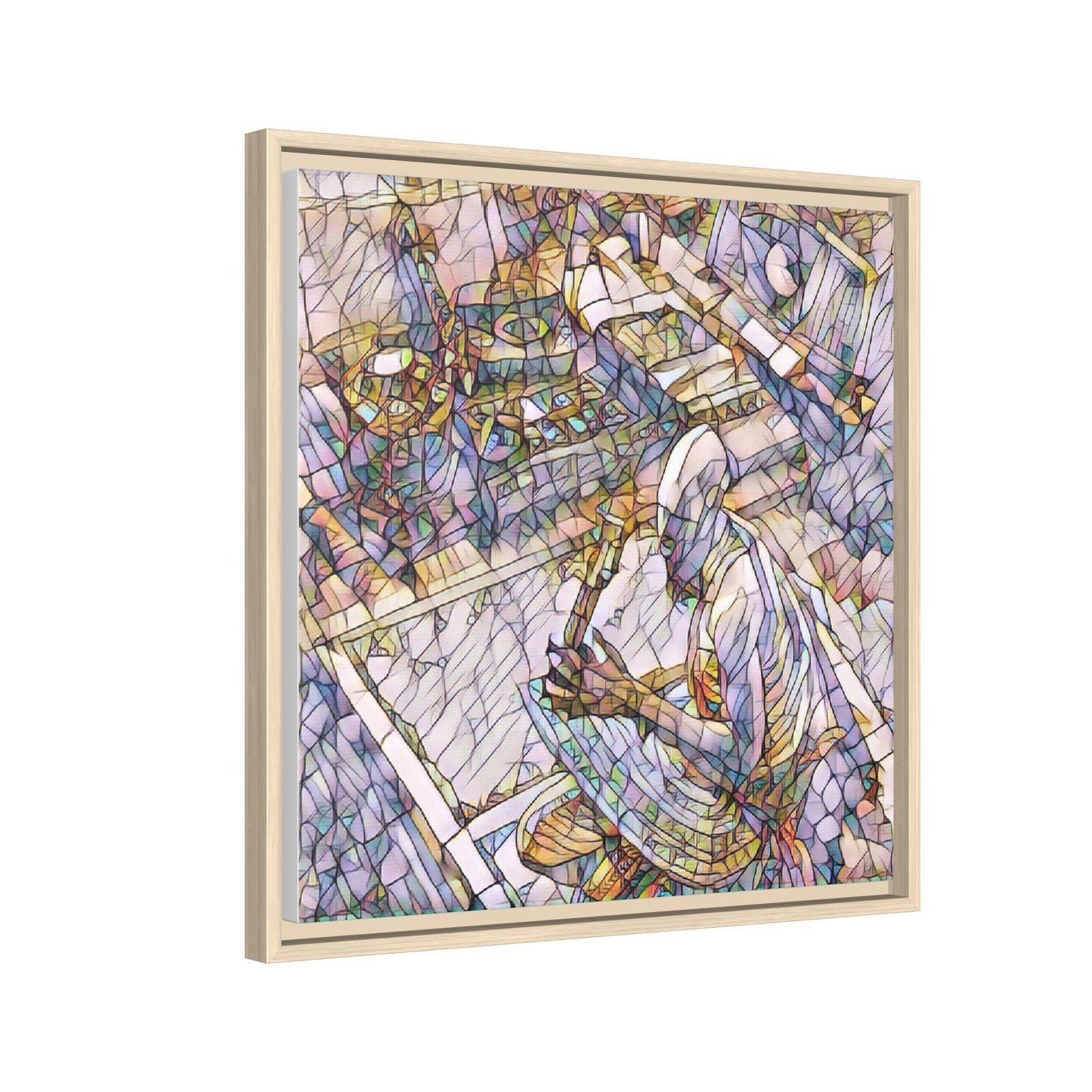 Stained-Glass DJ Matte Canvas Print (Framed) — Colorful Music Room Wall Art