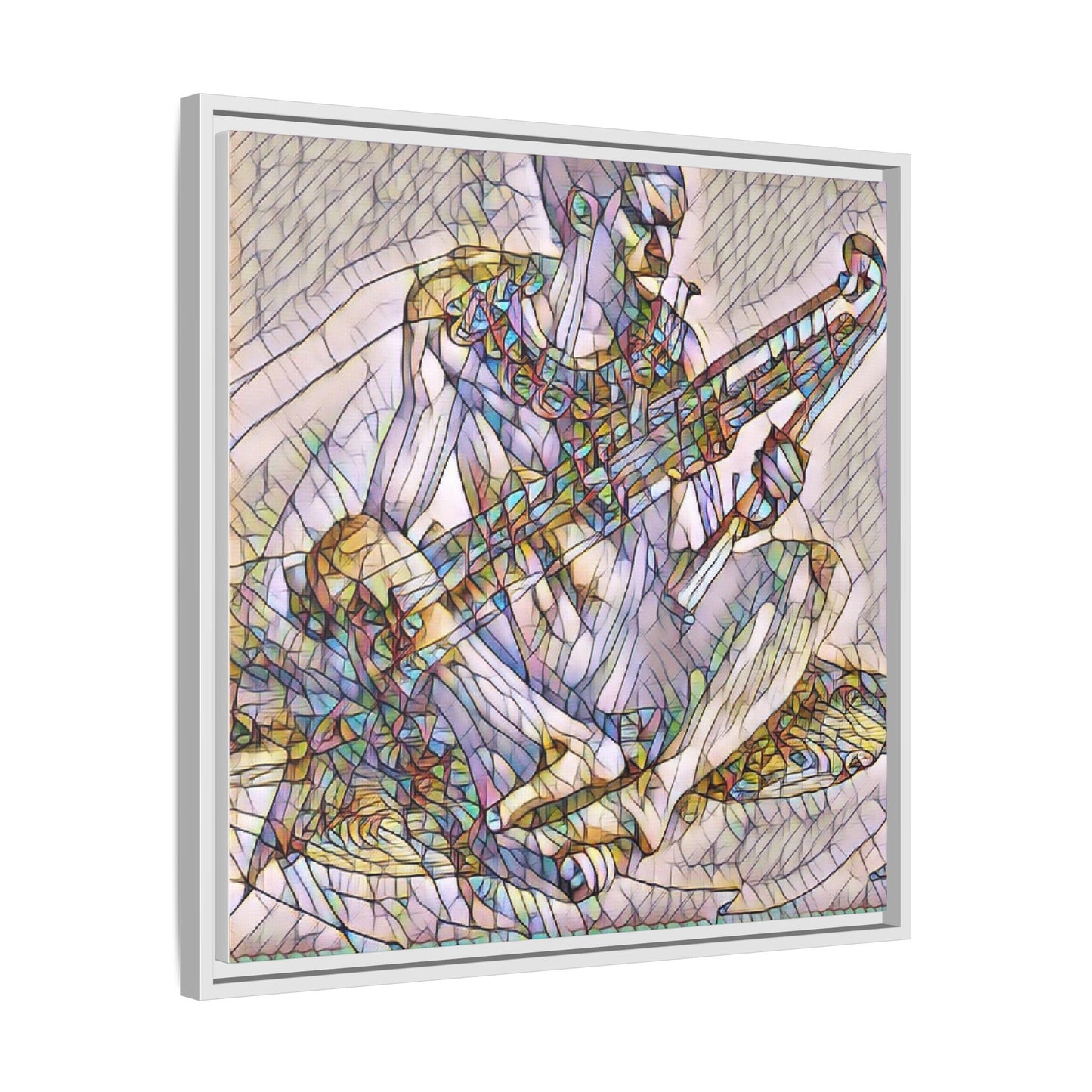Framed Abstract Musician Canvas Art — Multicolor Modern Wall Decor