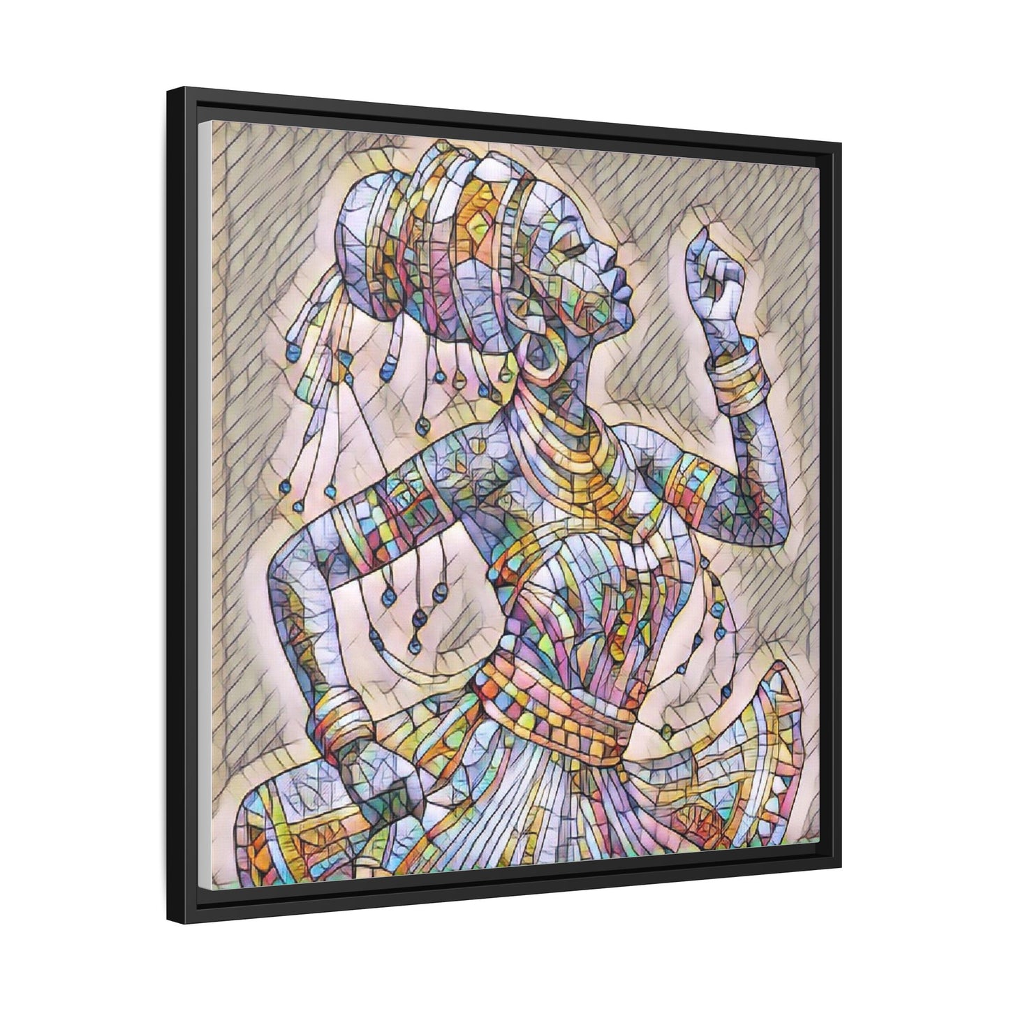 Framed Canvas Art — Colorful Mosaic Dancer